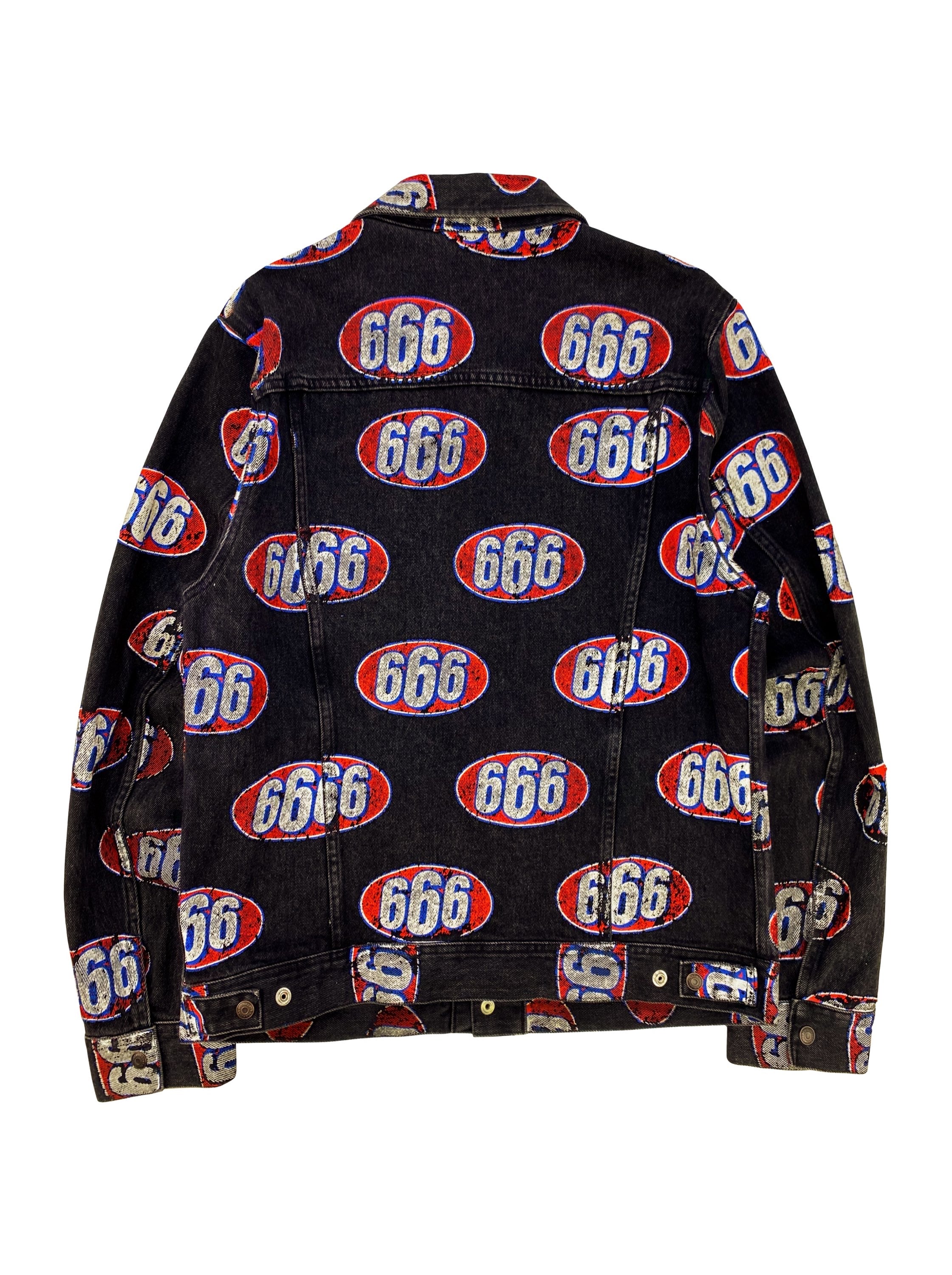 SS17 Supreme ‘666’ Washed Full Print Denim Trucker Jacket