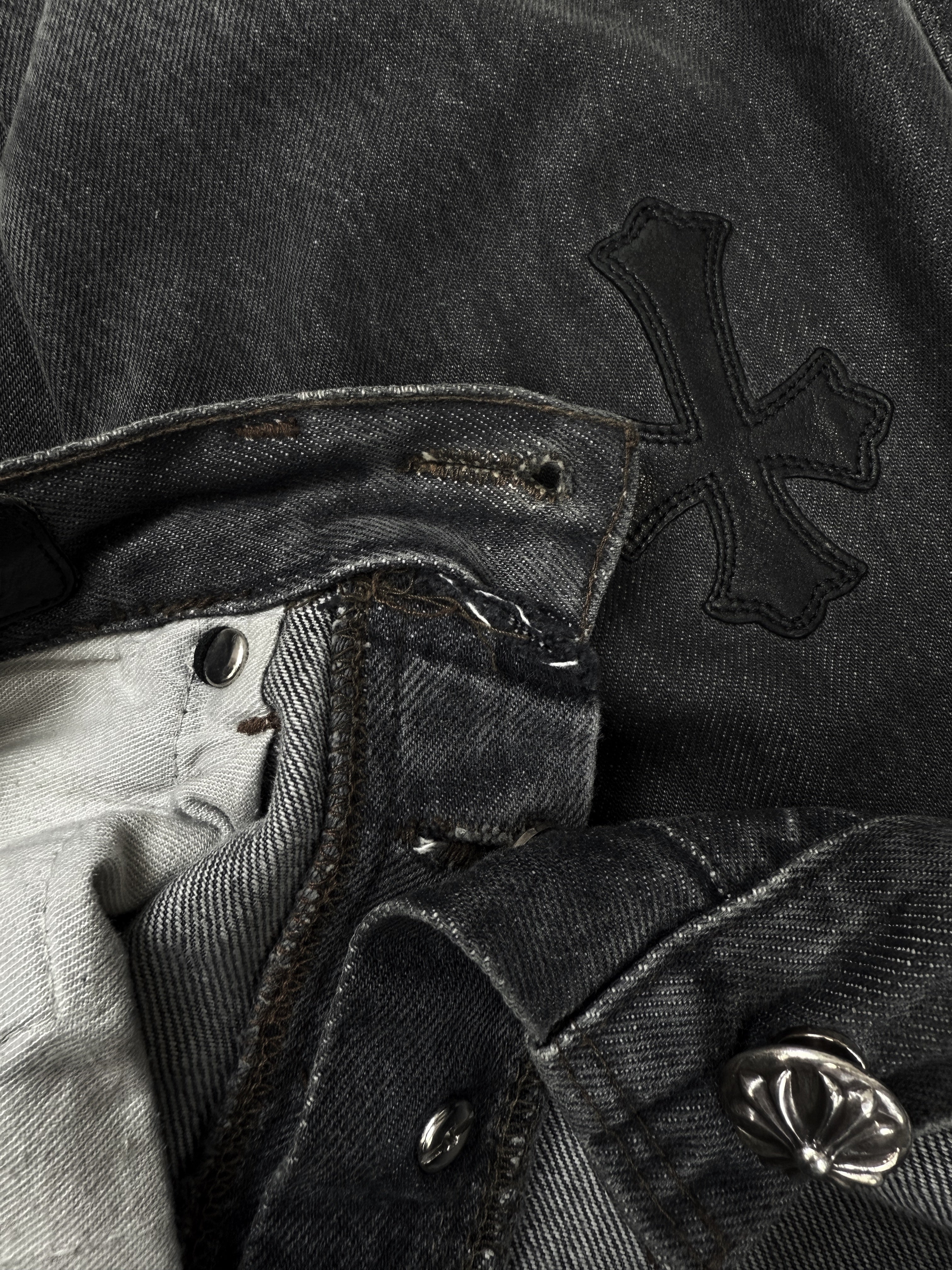 Chrome Hearts Levi’s 501 26 Cross Patch Leather Black Denim
