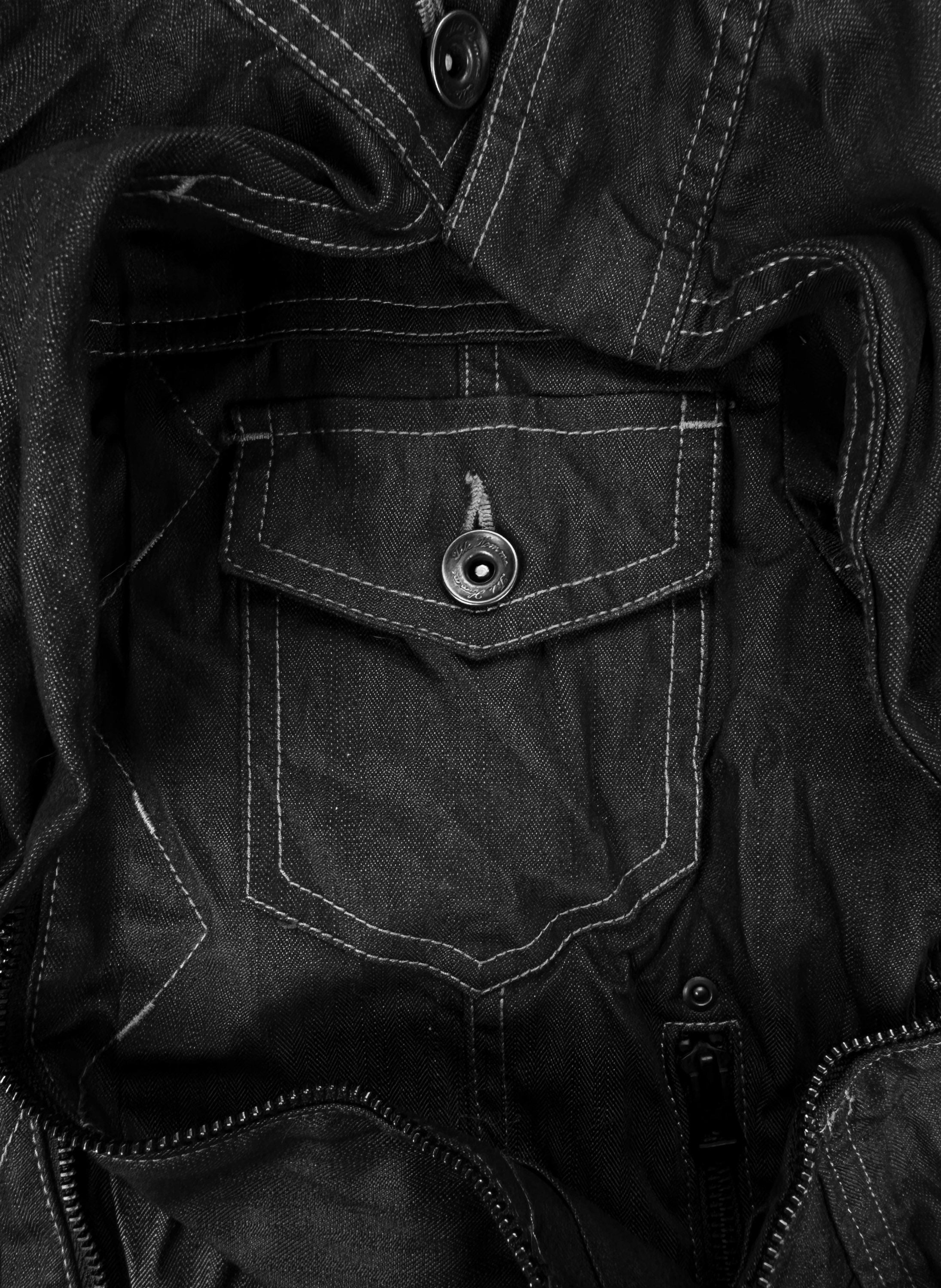 00s Tete Homme Contrast Stitch Black Work Jacket