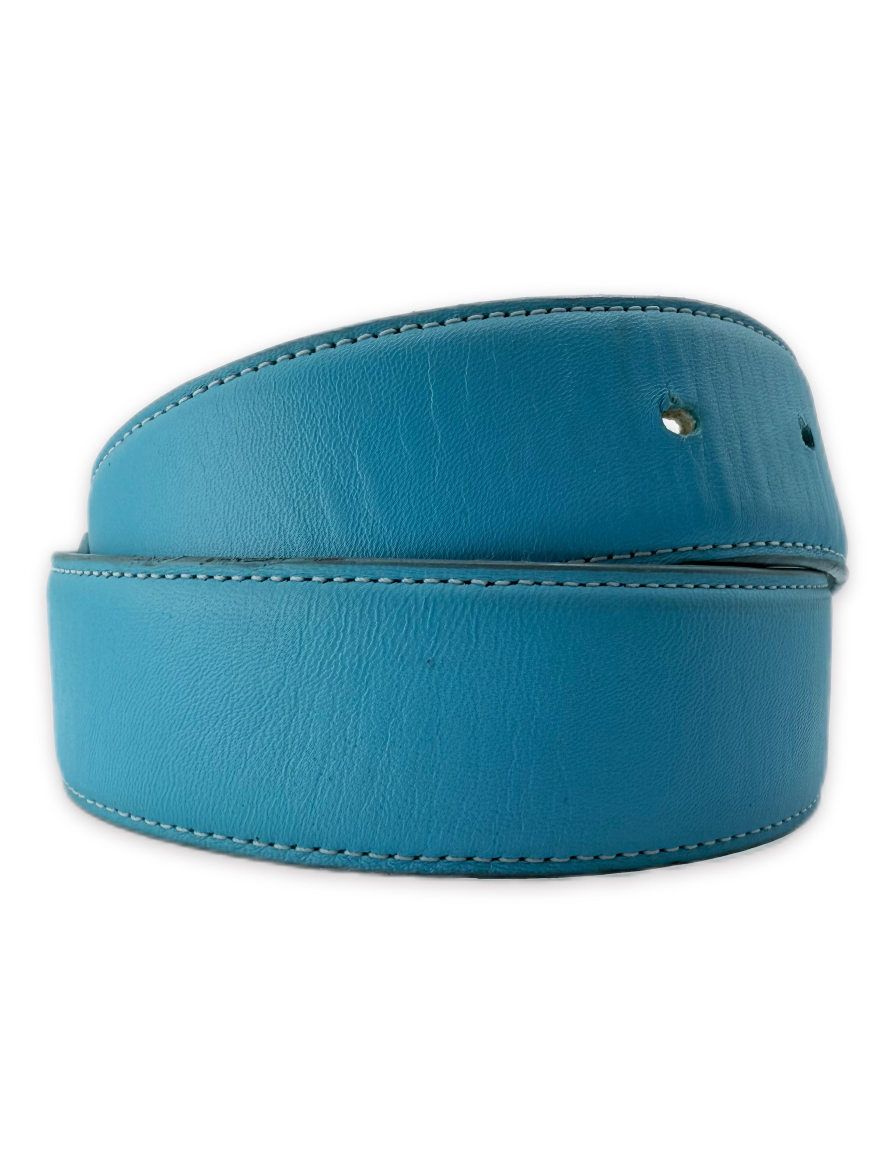 Chrome Hearts Sky Blue Leather ‘Gunslinger’ .925 Silver Belt