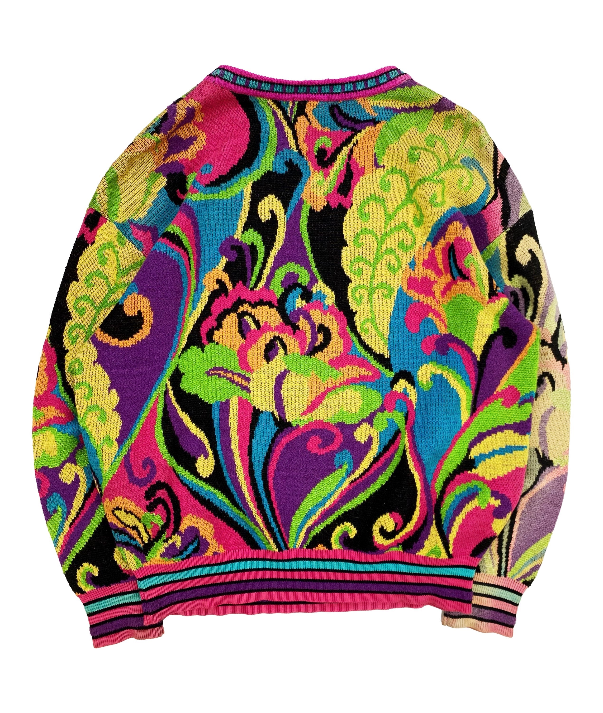Yoshiyuki Konishi ‘Ficce’ Full Print Neon Floral Knit Sweater