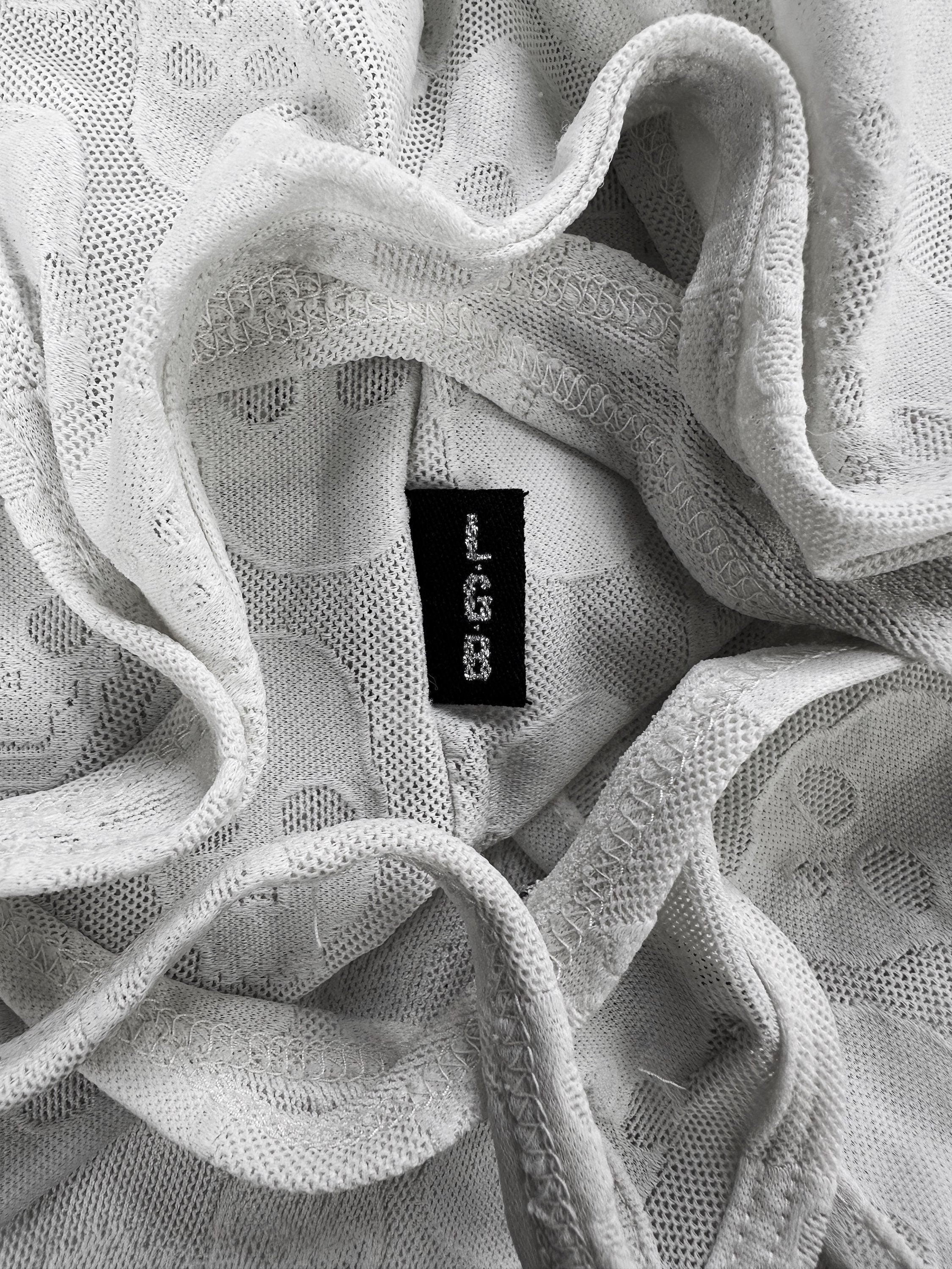 00s Le Grande Bleu (L.G.B) White Mesh ‘Skull’ Motif Tank-top