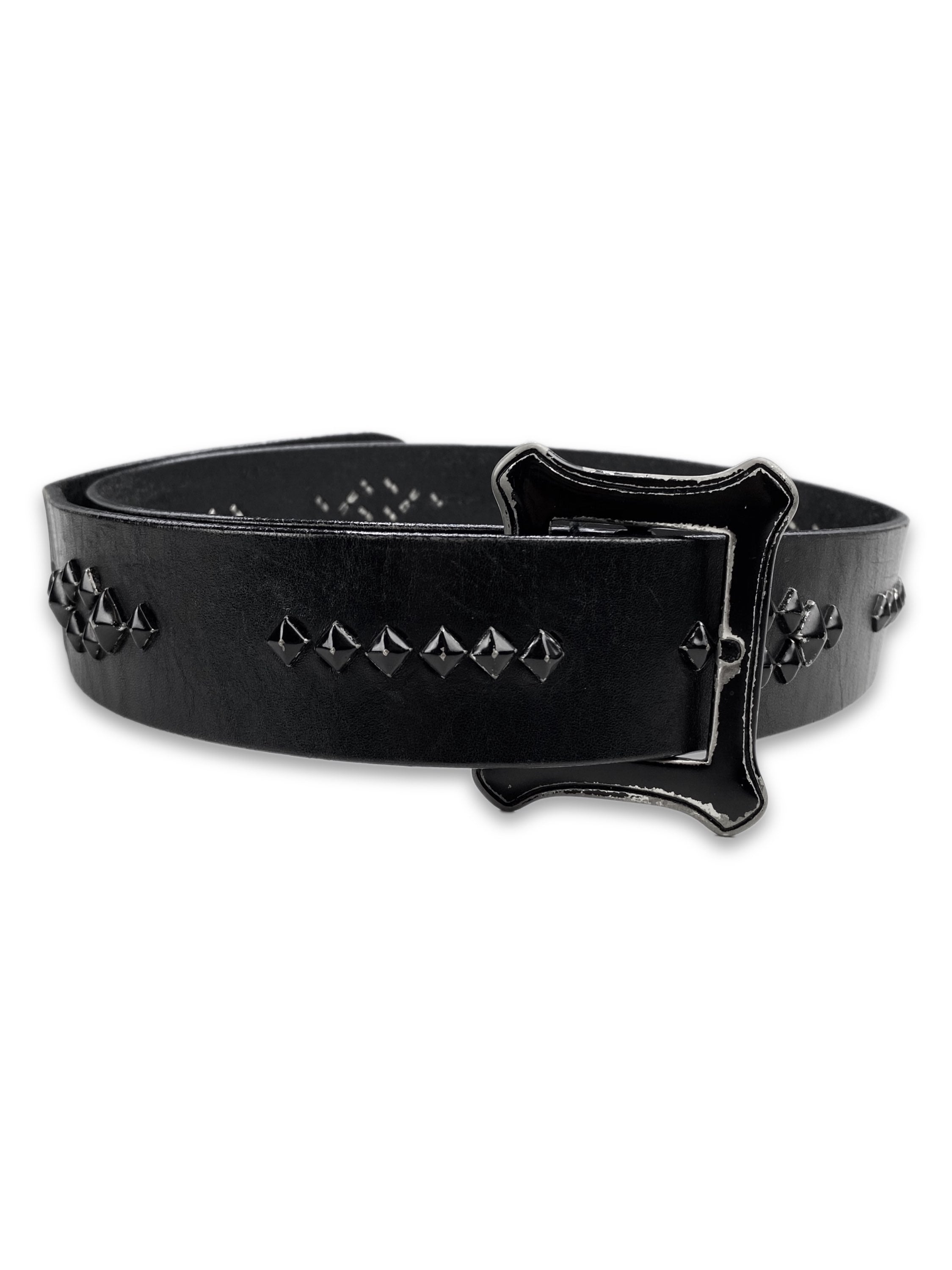 Yohji Yamamoto Y’s For Men Black Studded Square Buckle Belt