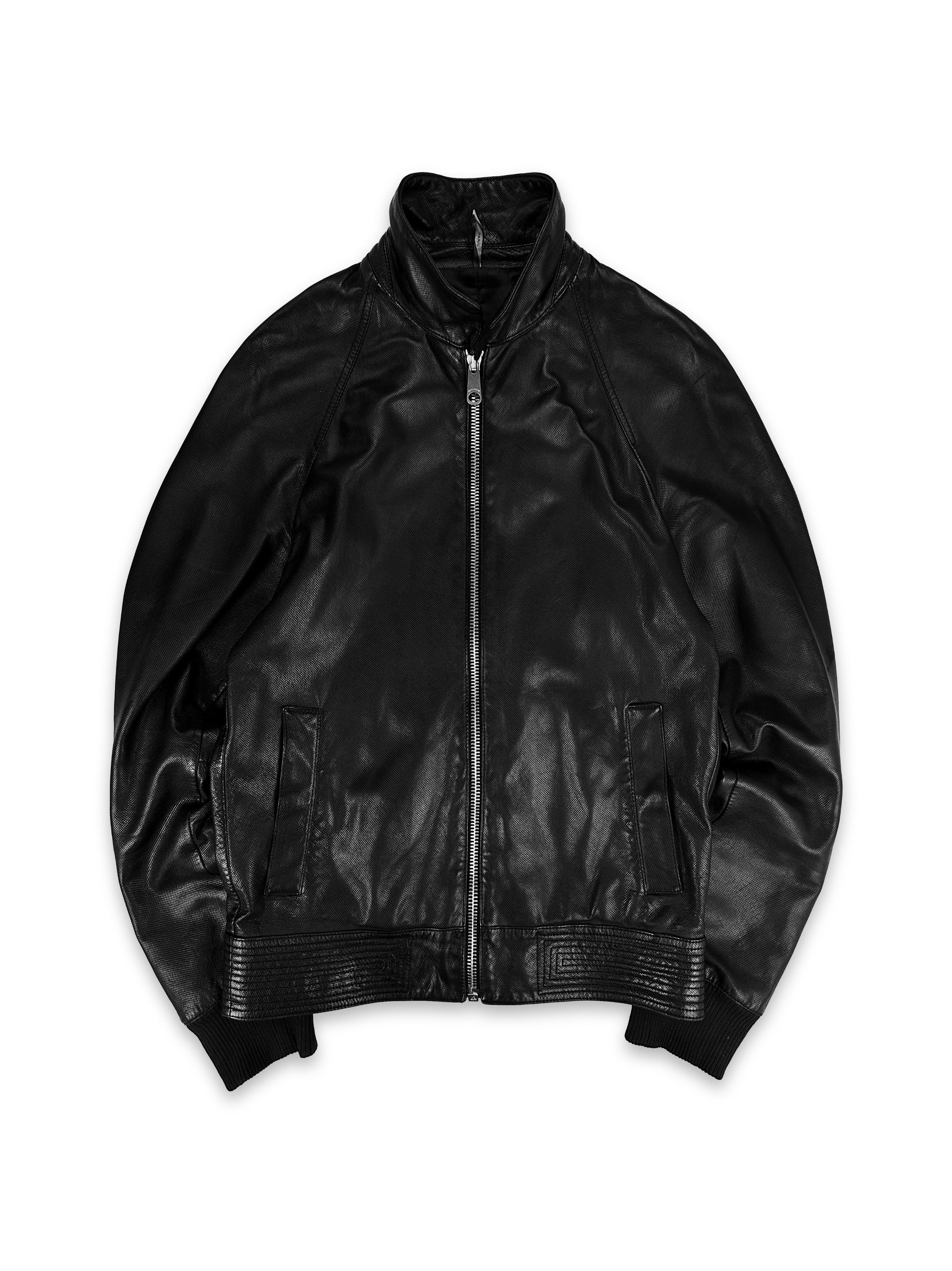 Dior Homme ‘Darting’ Midnight Black High Neck Leather Biker Jacket