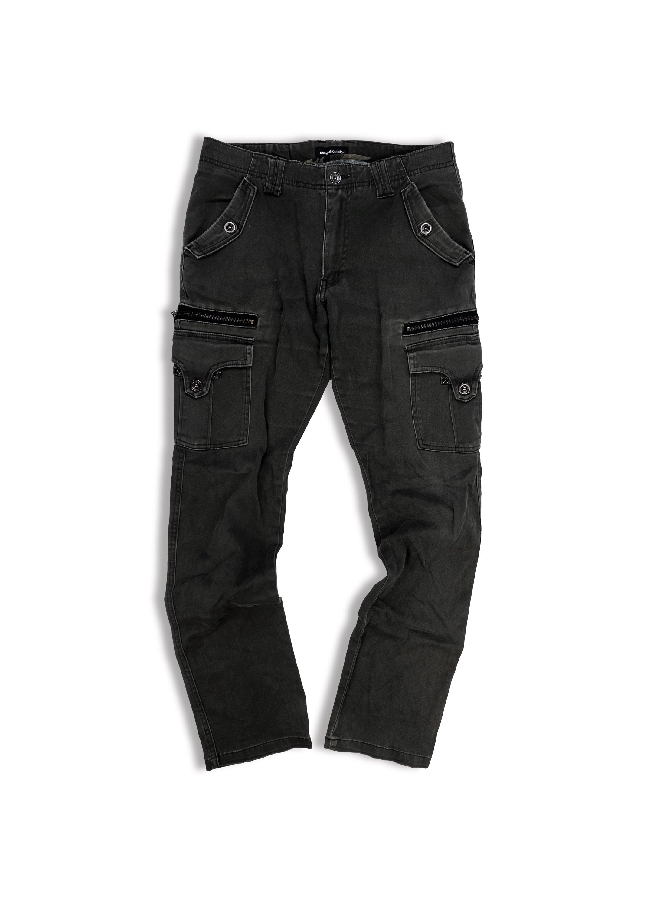 Semantic Design Washed Grey Multi Pocket Cargo Pants