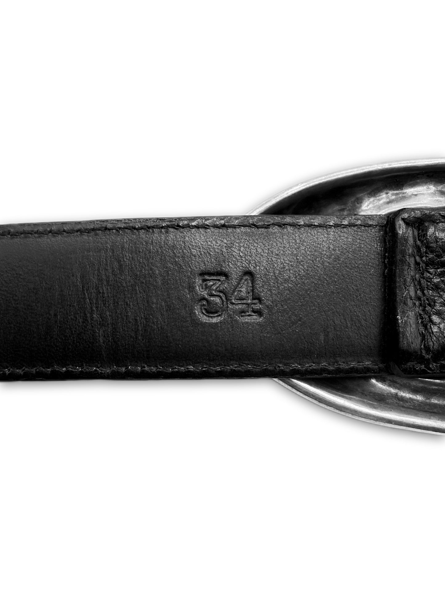 Chrome Hearts Waxed Punk Studded Oval Black Leather Belt