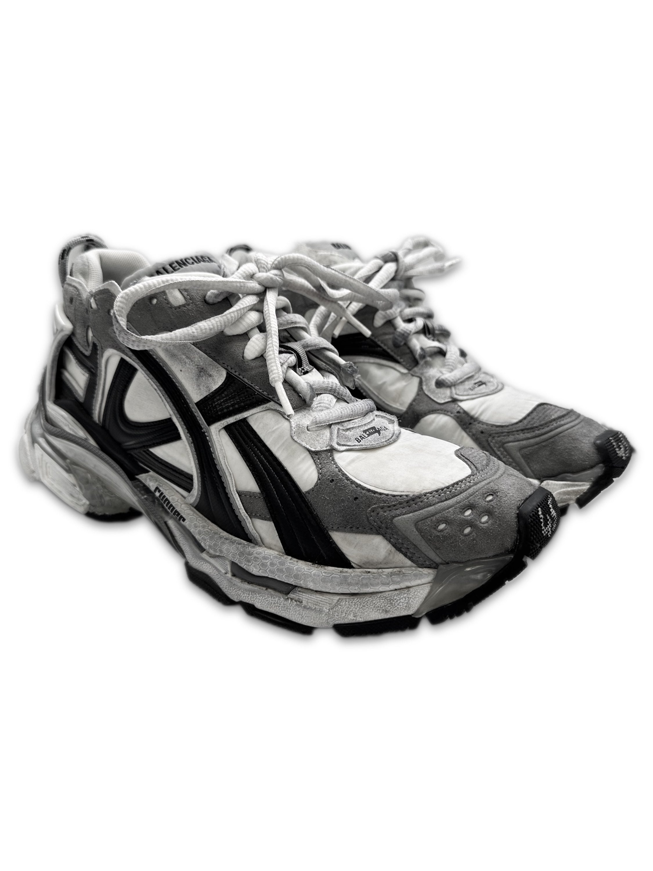 Balenciaga ‘Runner’ Grey Chunky Sole Transparent Logo Sneakers