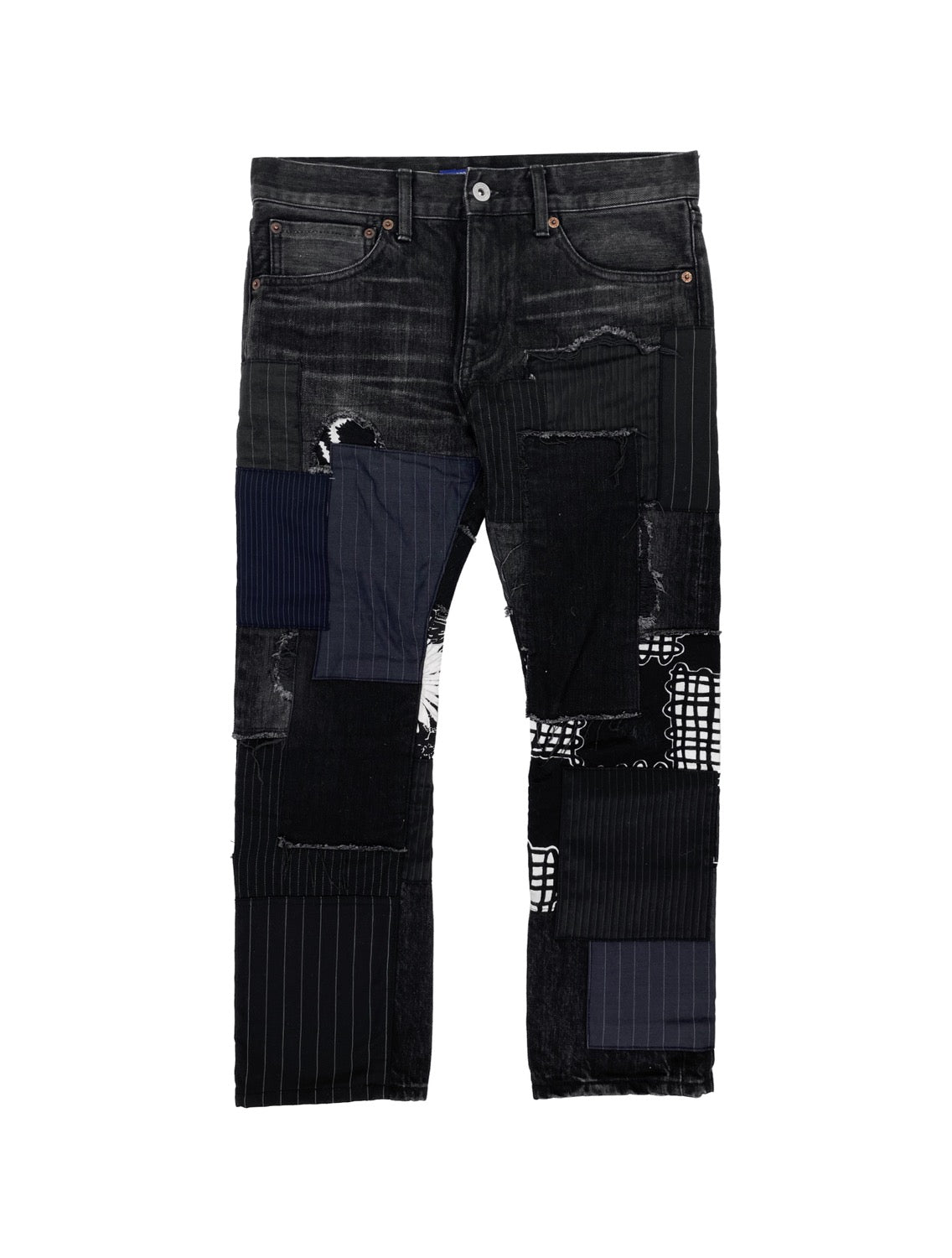 SS17 Junya Watanabe Patchwork Distressed Black Washed Denim