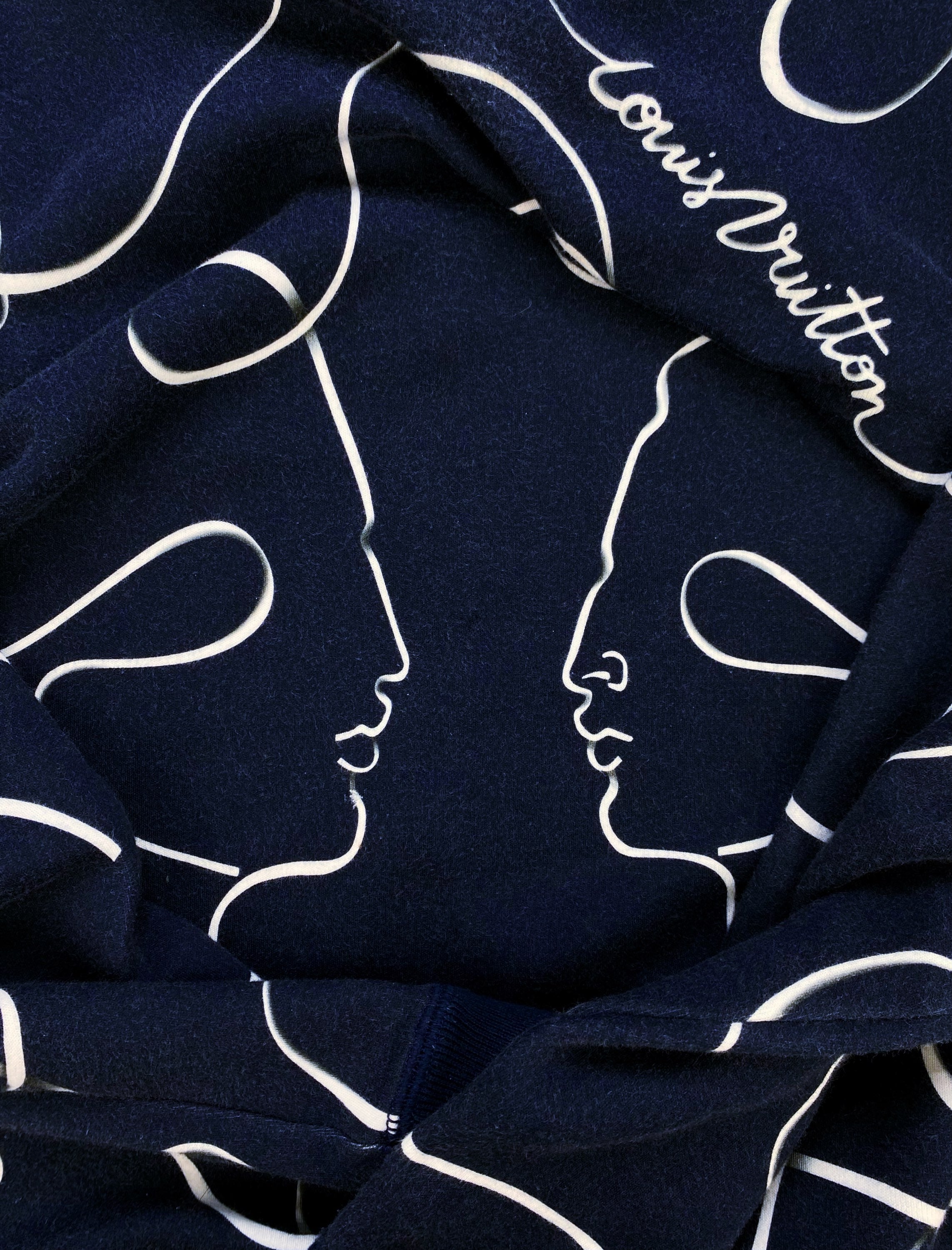 FW16 Louis Vuitton ‘Kiss’ Face Graphic Navy Blue Crewneck