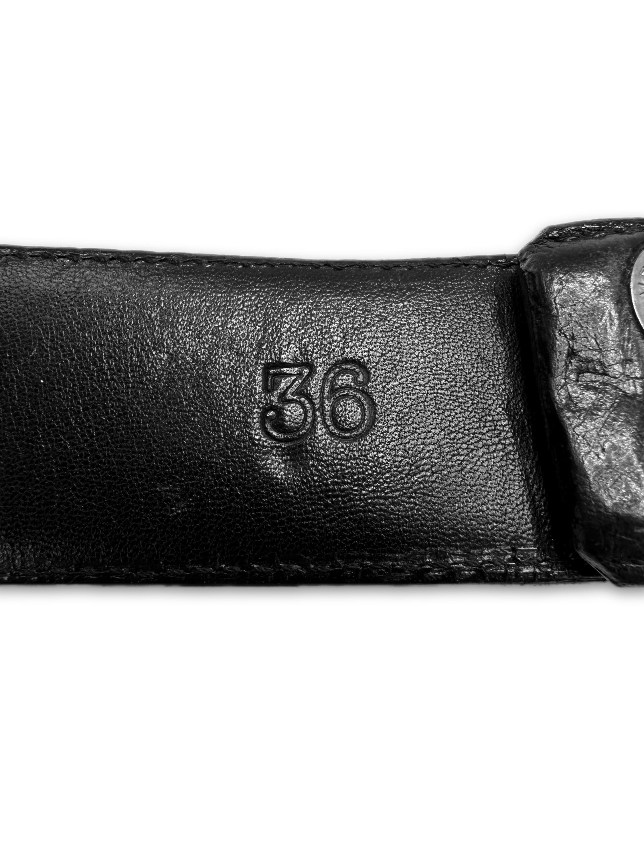 Chrome Hearts Black Leather Horse Shoe .925 Silver Belt