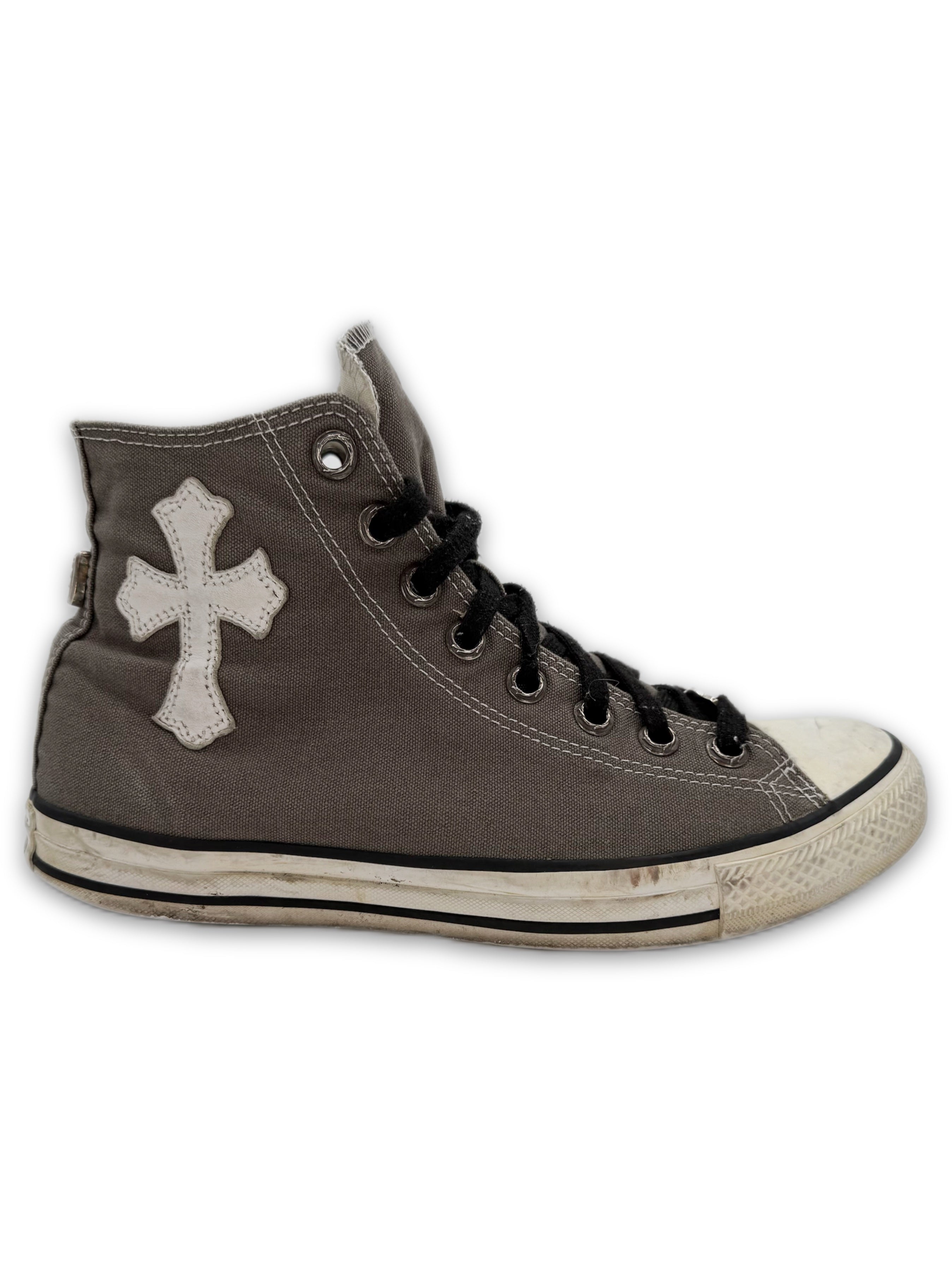 Chrome Hearts Leather Cross Patch Dagger Hi-top Converse Sneakers