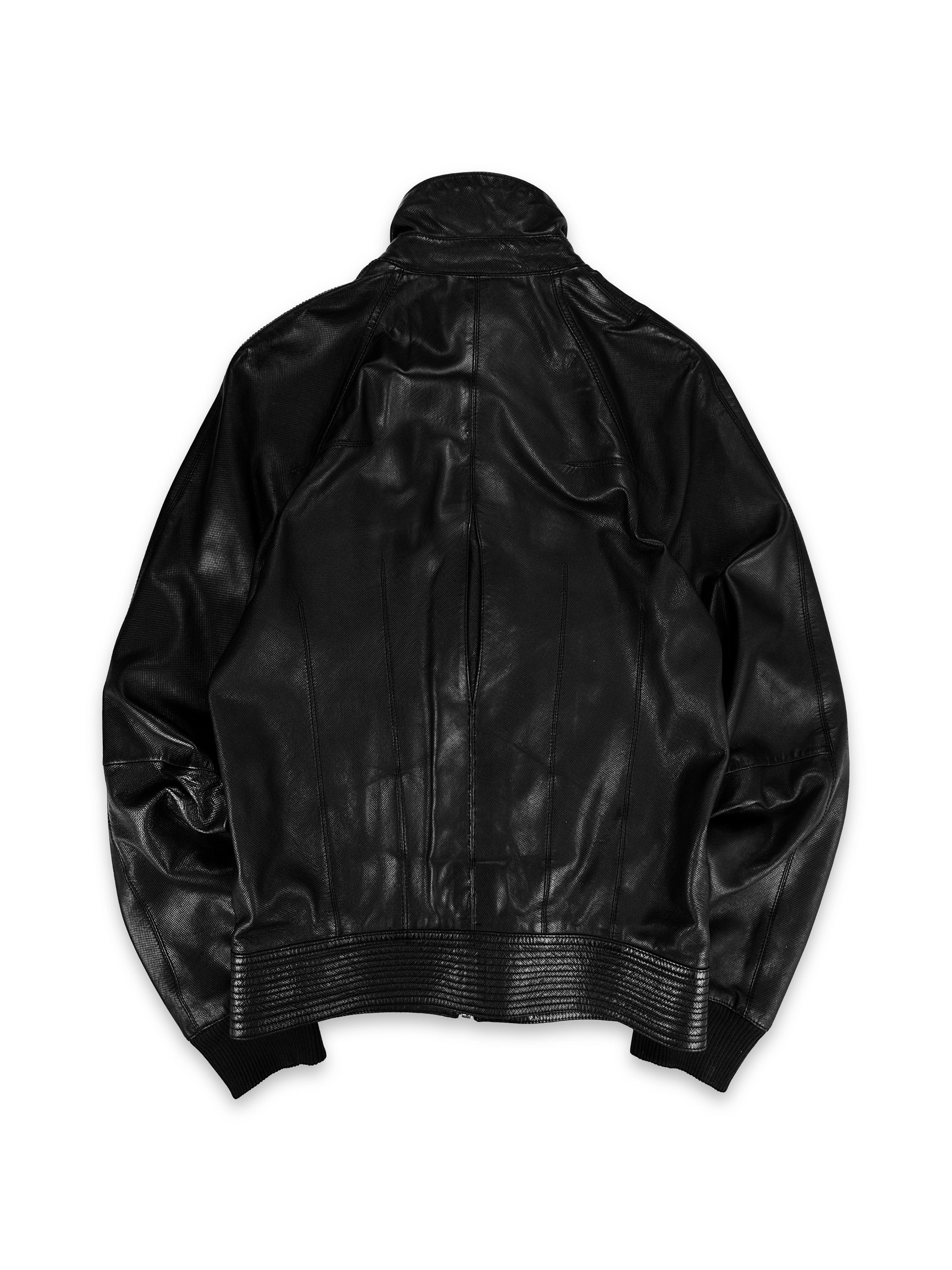 Dior Homme ‘Darting’ Midnight Black High Neck Leather Biker Jacket