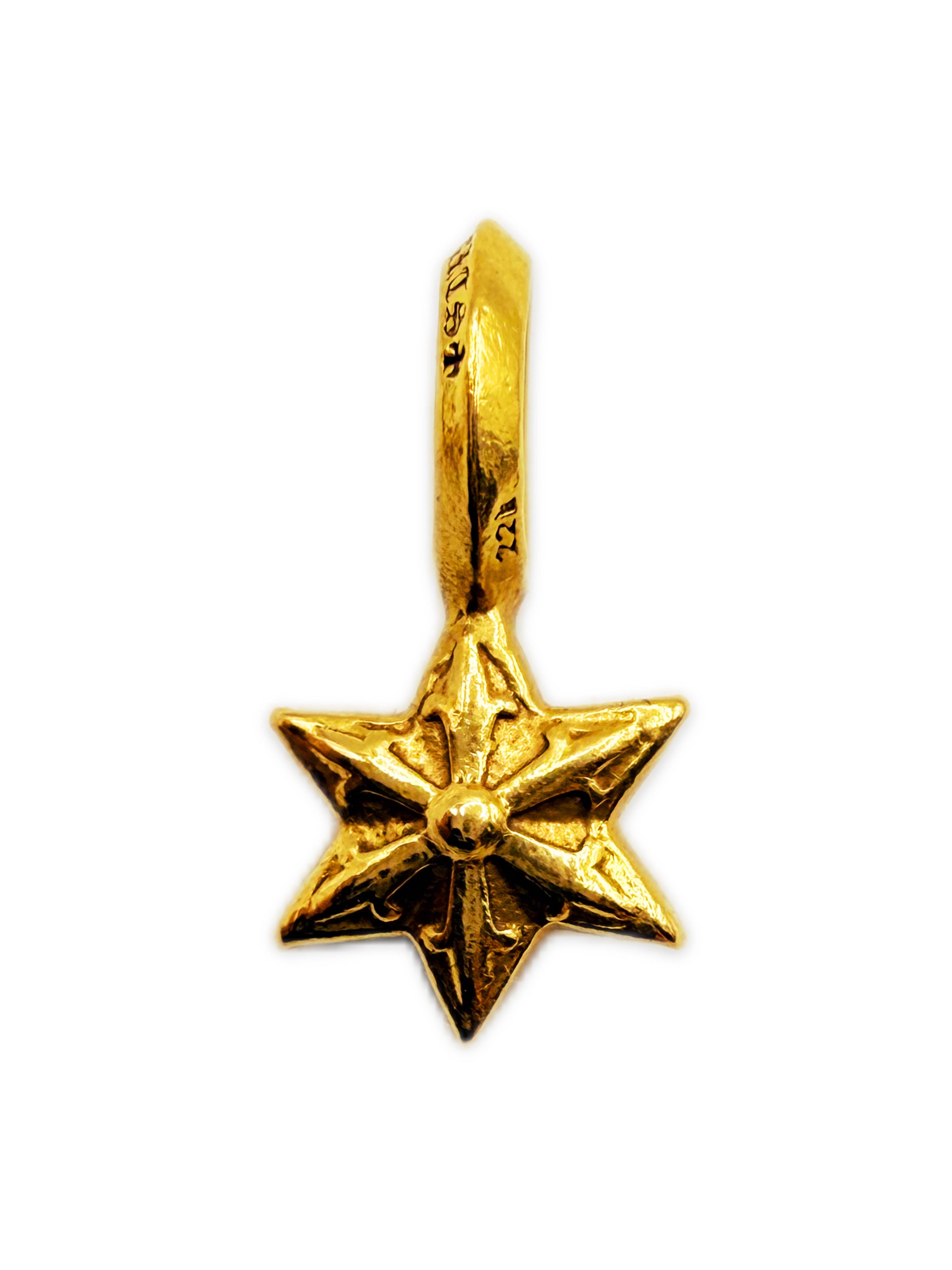 Chrome Hearts 5 Point Star 22k Gold Charm Pendant