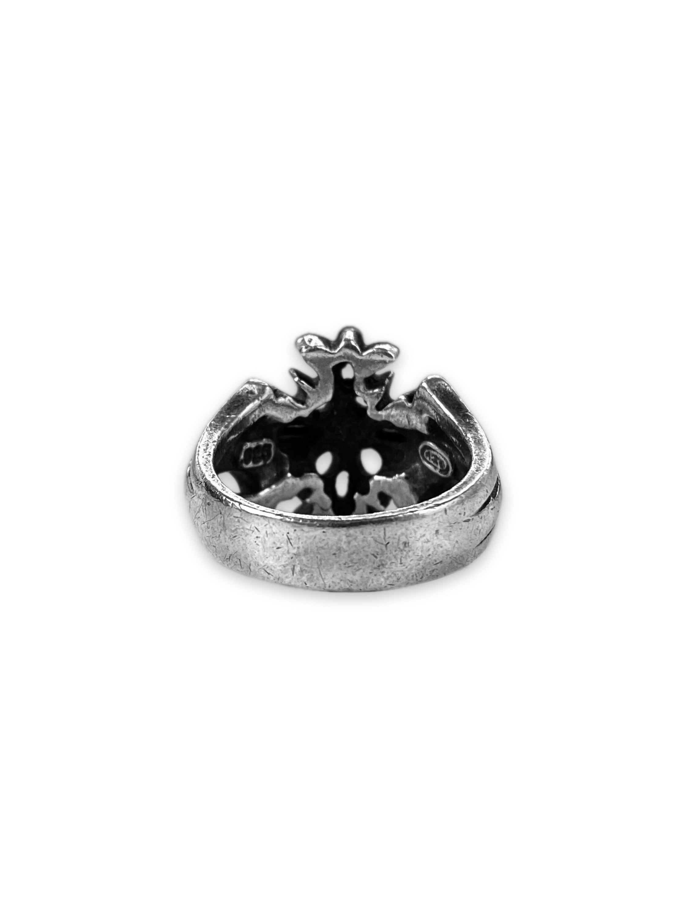 90s A&amp;G Rock ‘n Roll Couture ‘Le Fleur’ .925 Silver Ring
