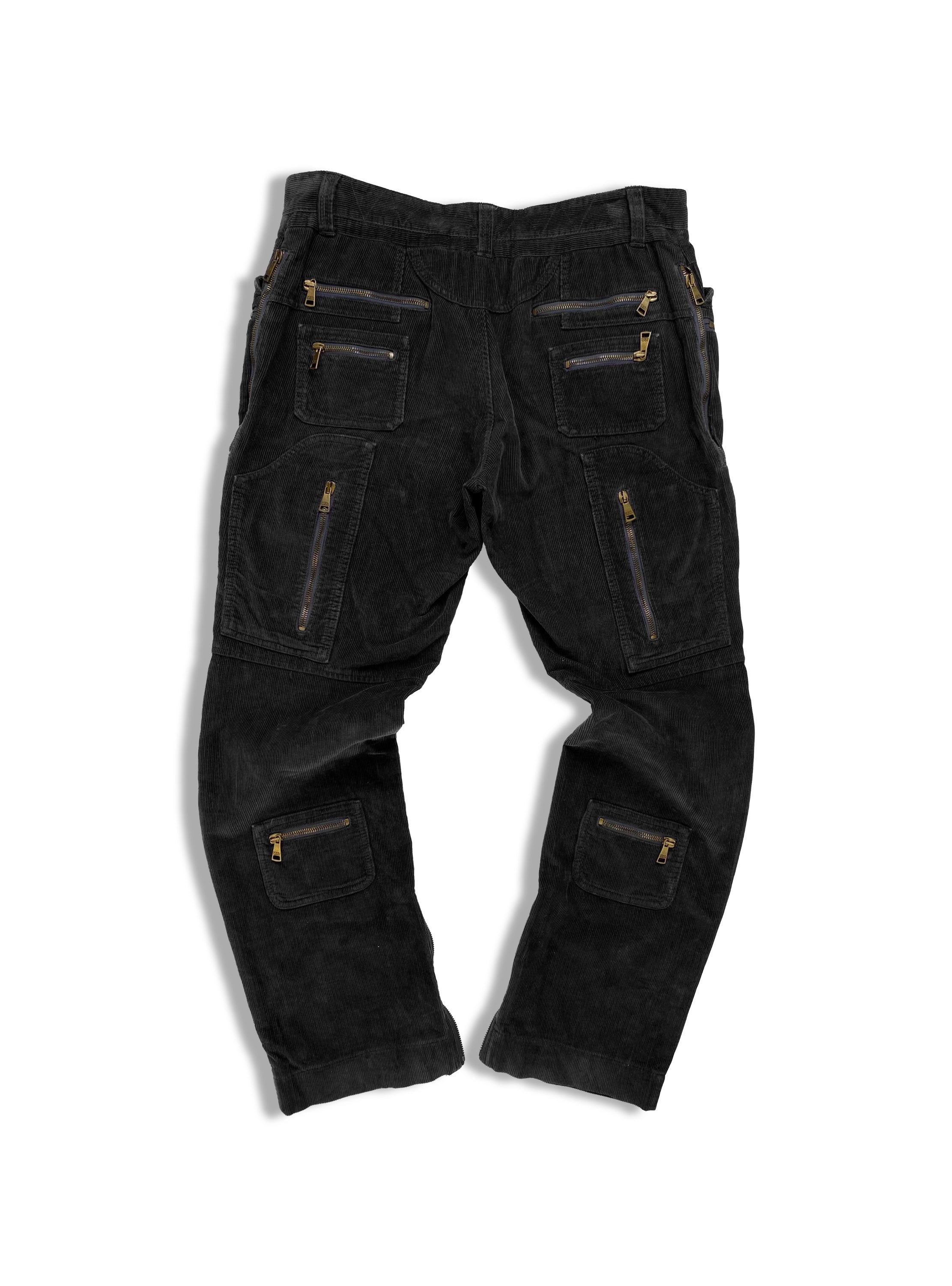 00’s Dolce &amp; Gabbana Multi-Zip Metallic Corduroy Cargo Pocket Pants