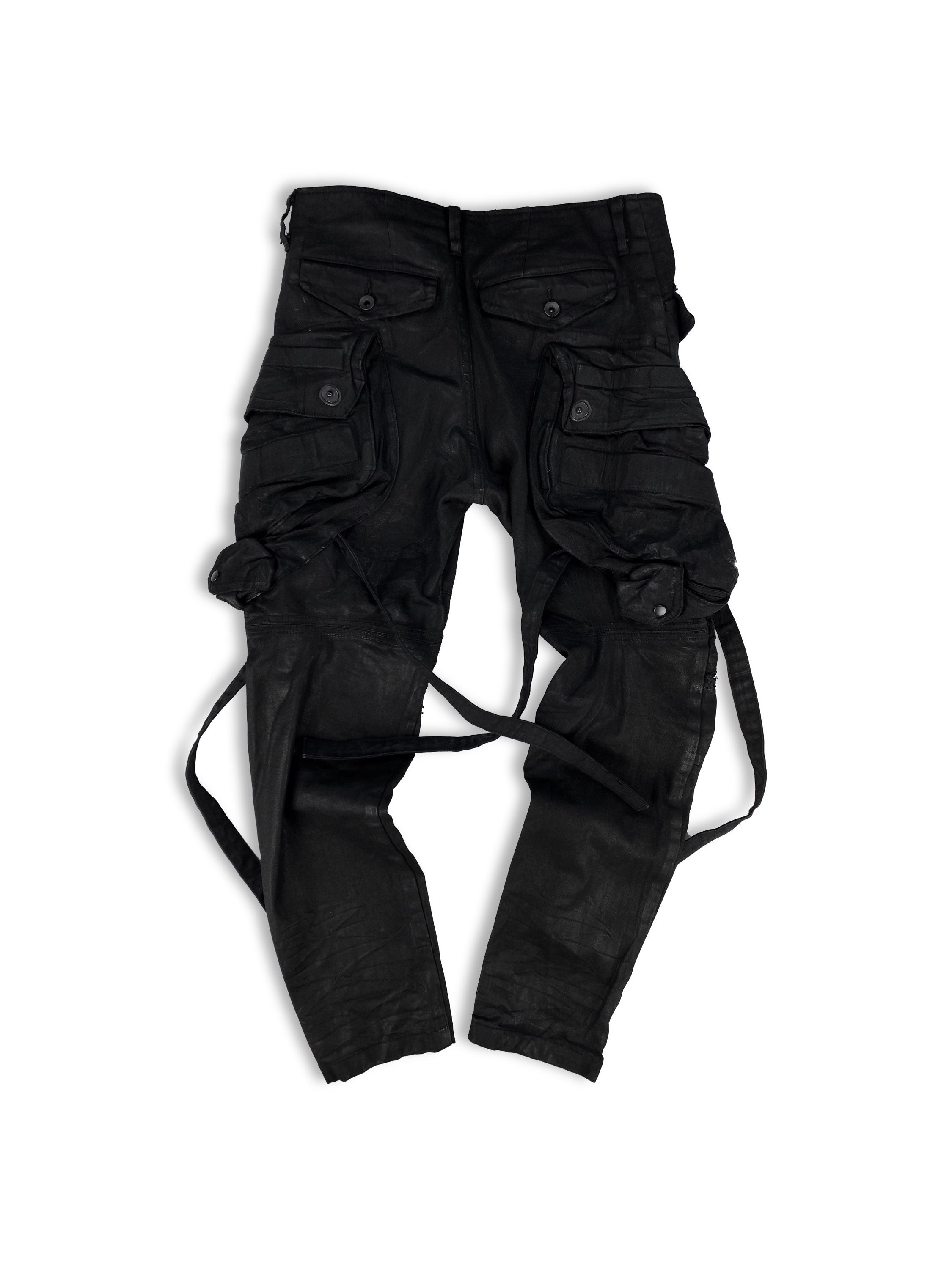 SS22 Julius_7 ‘Gas Mask’ Waxed Bondage 3D Cargo Pants