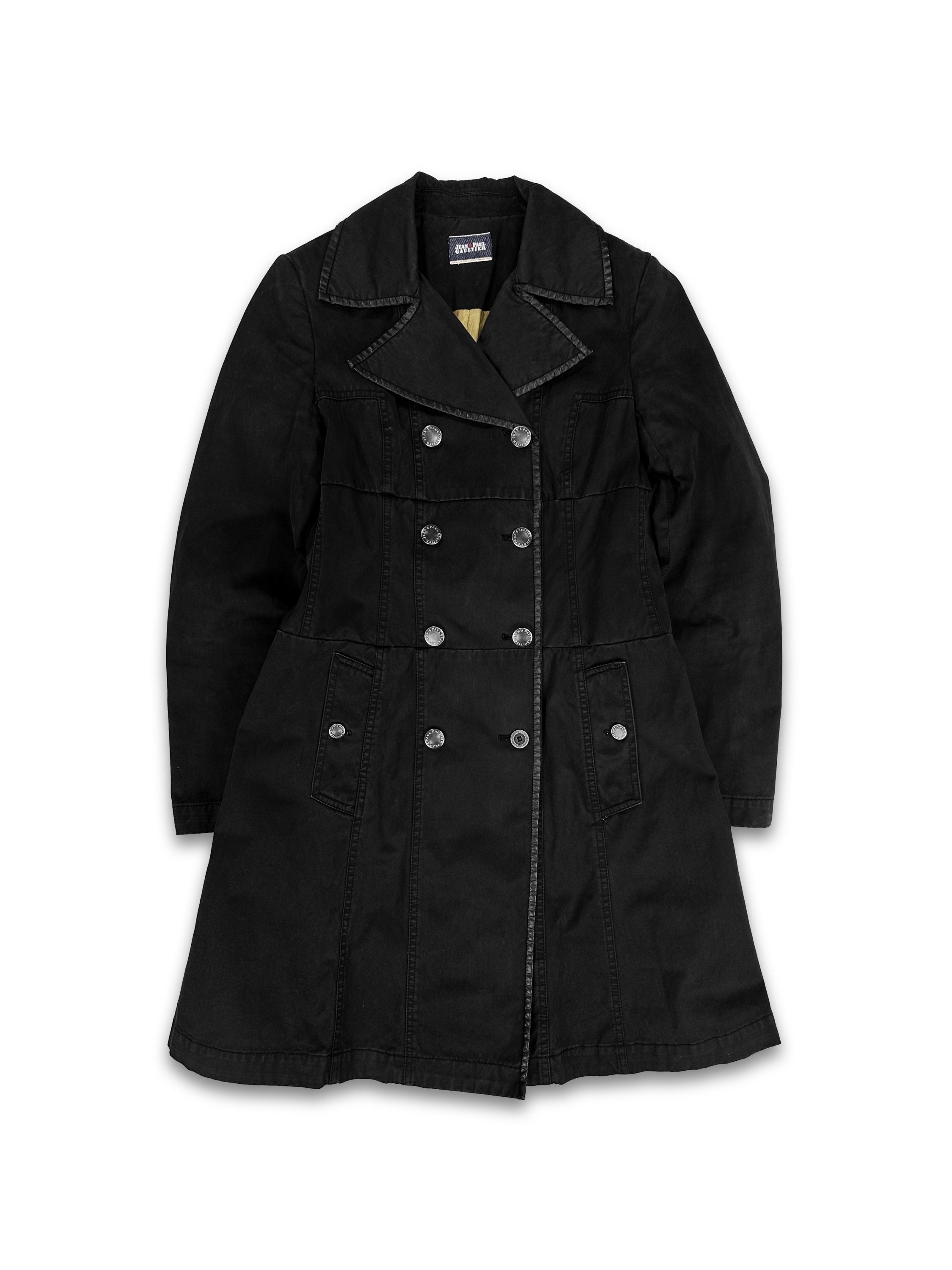 90s Jean Paul Gaultier ‘Corset’ Lace Back Black Trench Coat