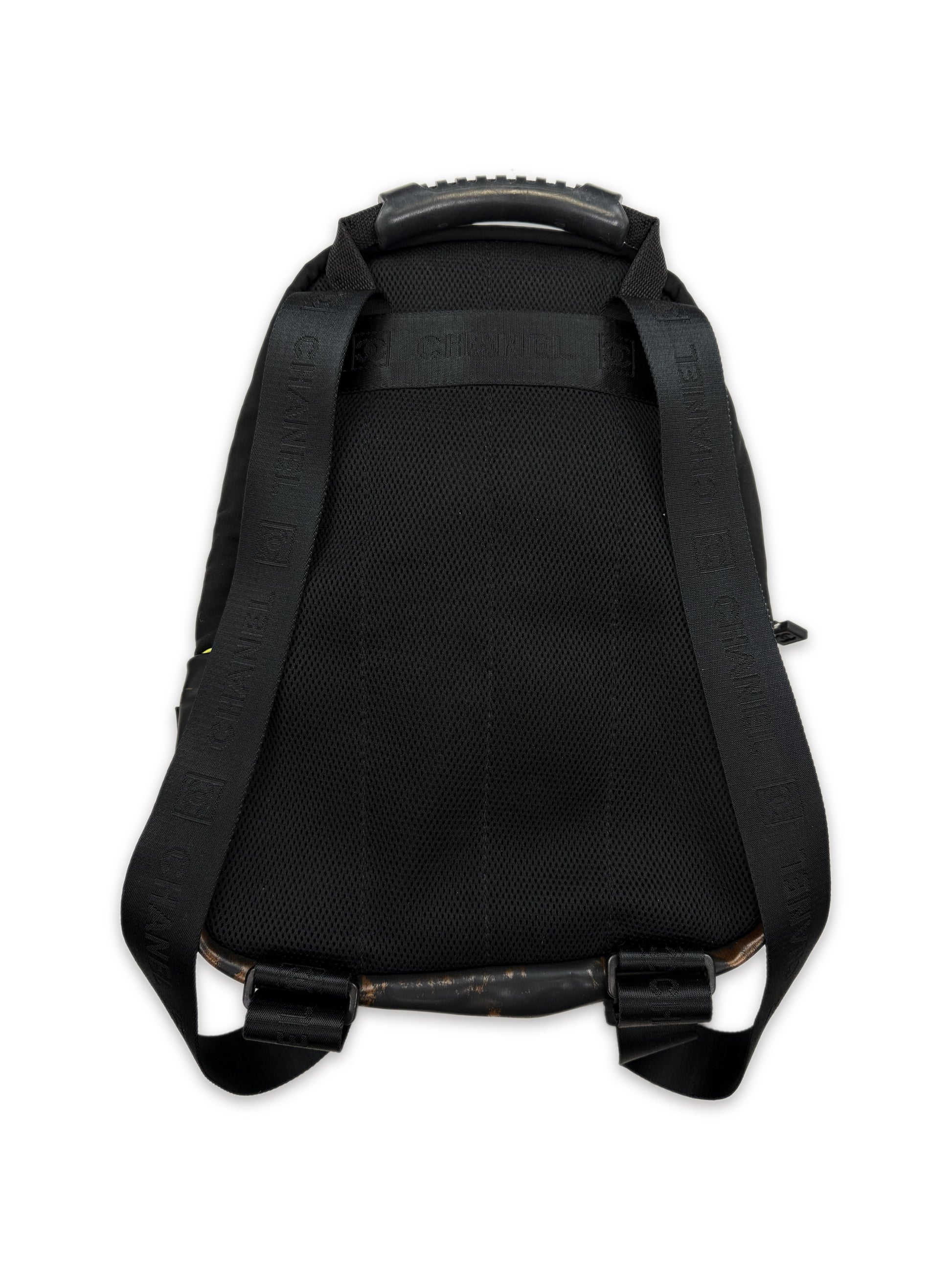 2005 Chanel Sport Neon Green Nylon Logo Backpack