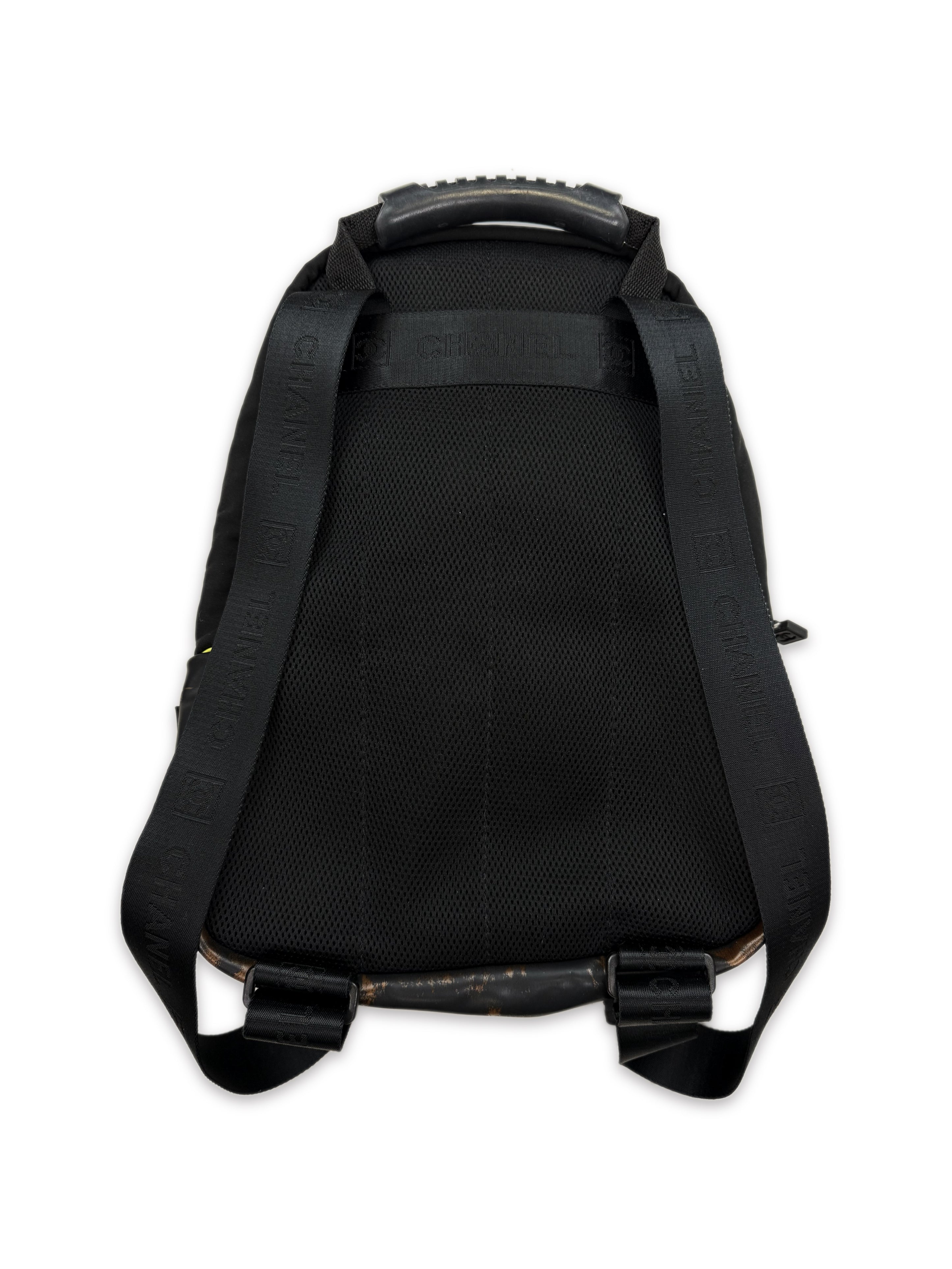 2005 Chanel Sport Neon Green Nylon Logo Backpack