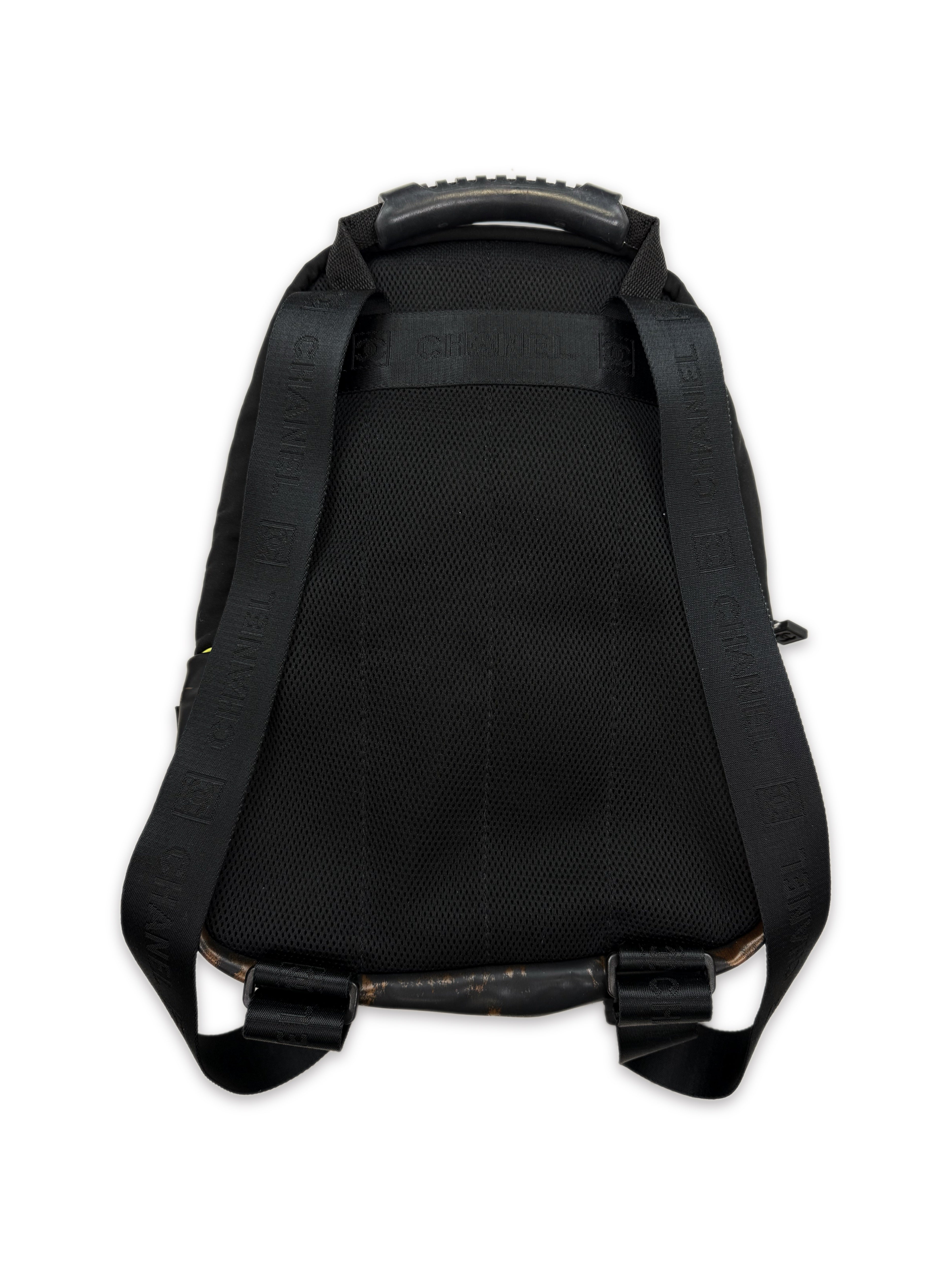 2005 Chanel Sport Neon Green Nylon Logo Backpack