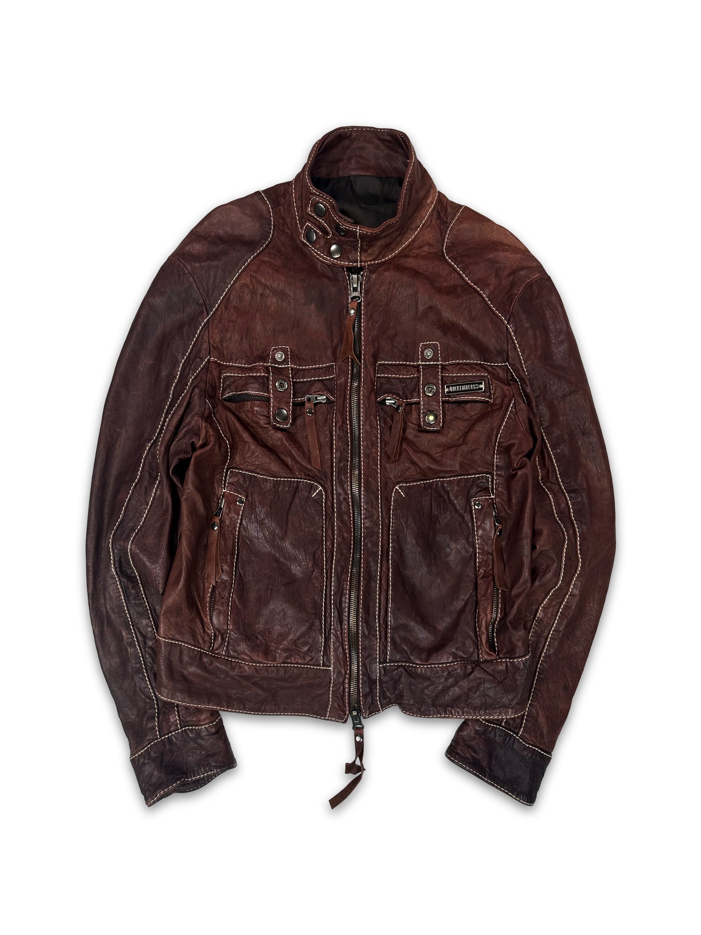 90s Dirk Bikkembergs Blood Red Leather Biker Jacket