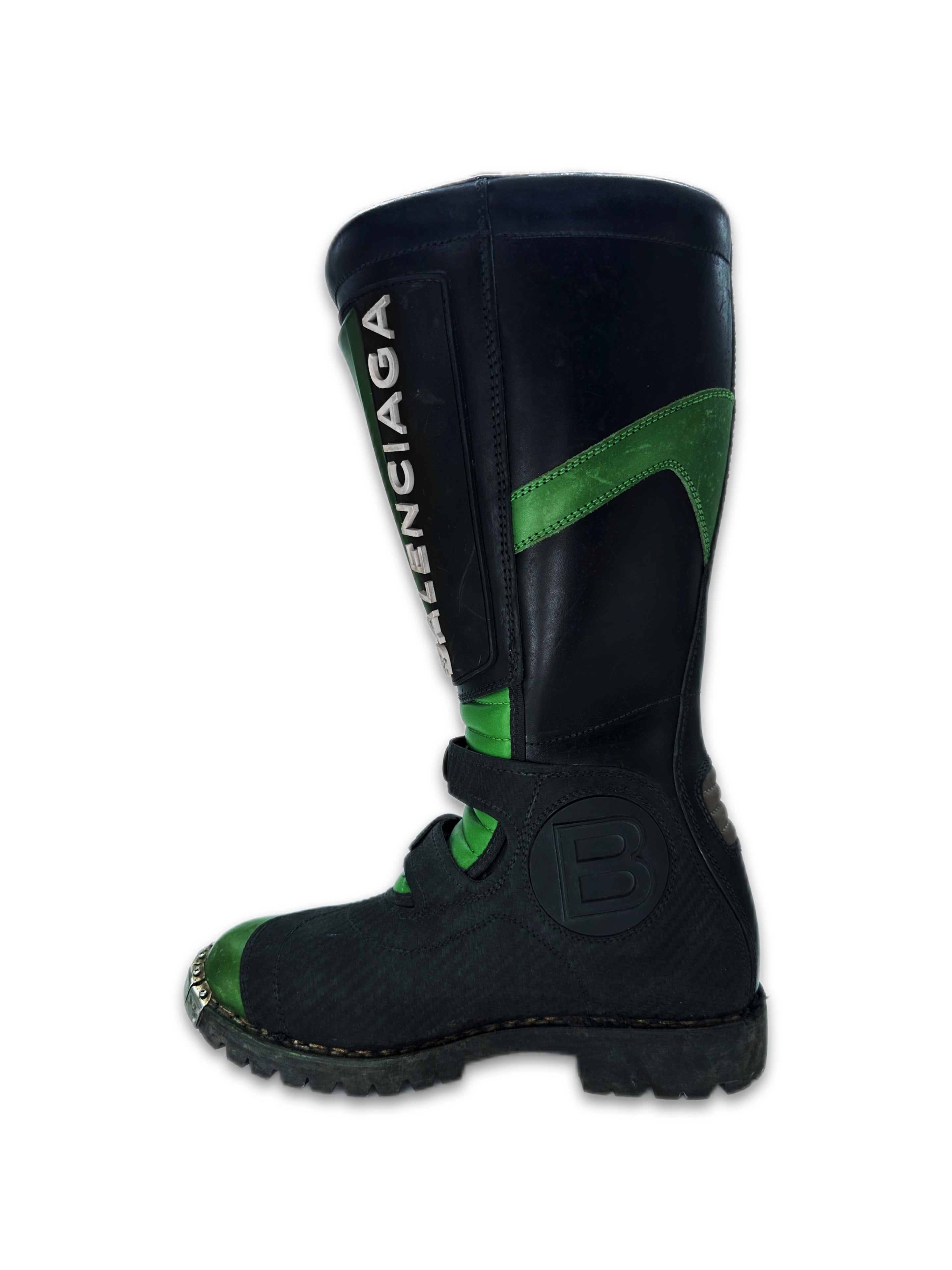 AW17 Balenciaga Green Rider Motorcycle Leather Biker Boots