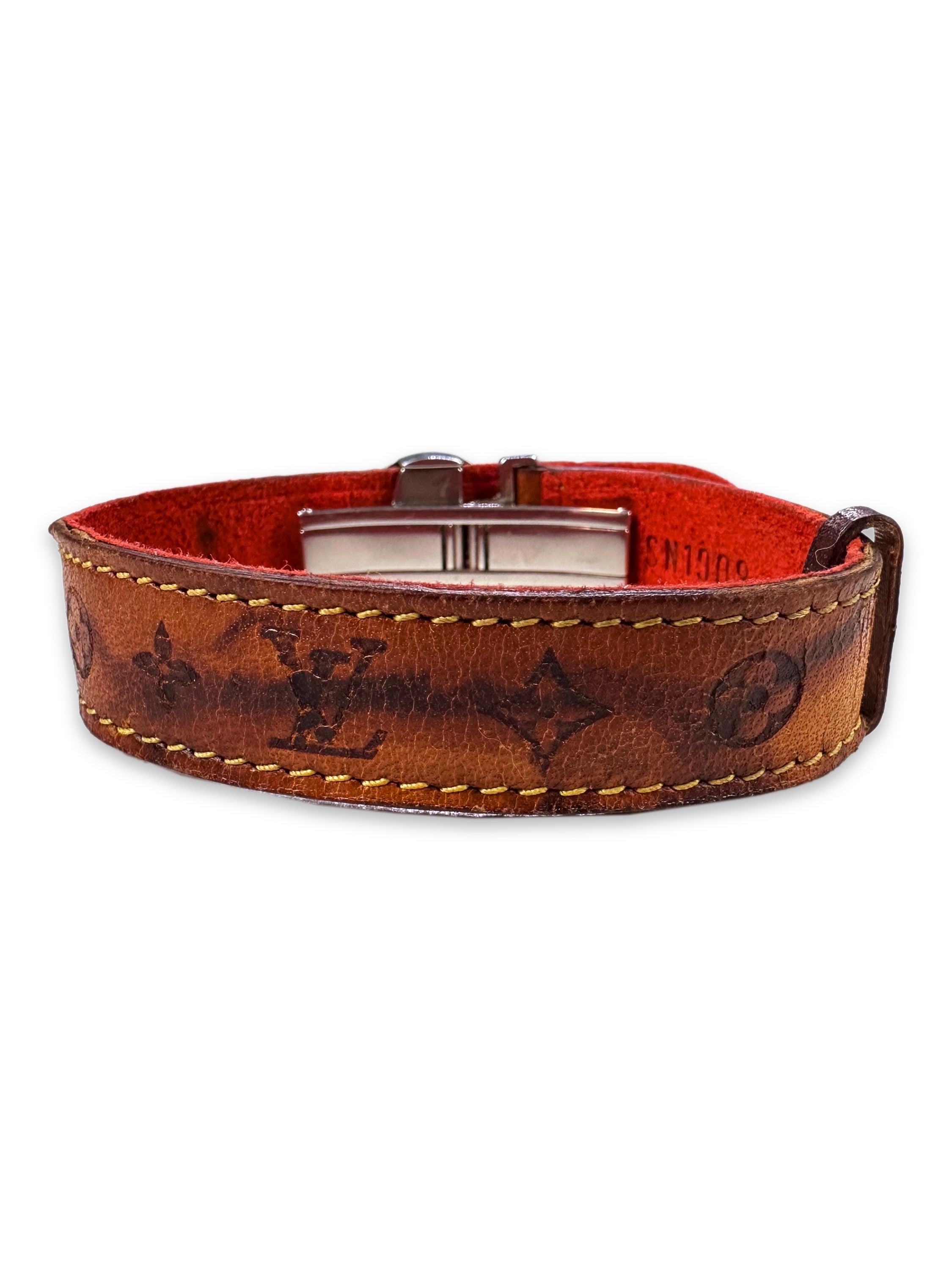 Louis Vuitton Silver Flower Embossed Monogram Bracelet