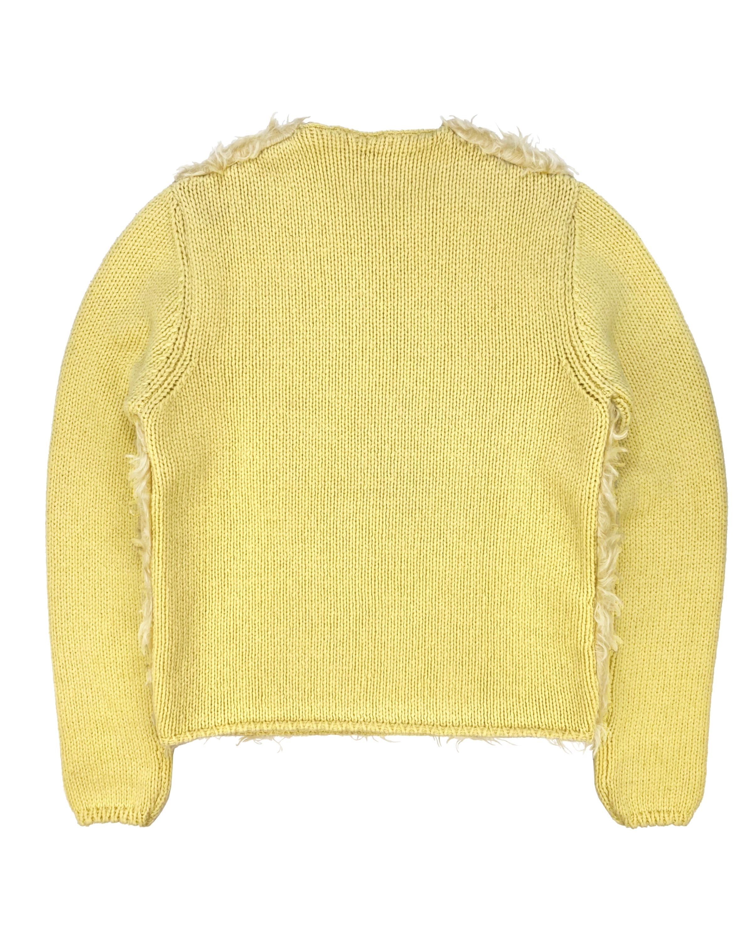 AW07 Prada Faux Fur Yellow Mohair Knitted Sweater