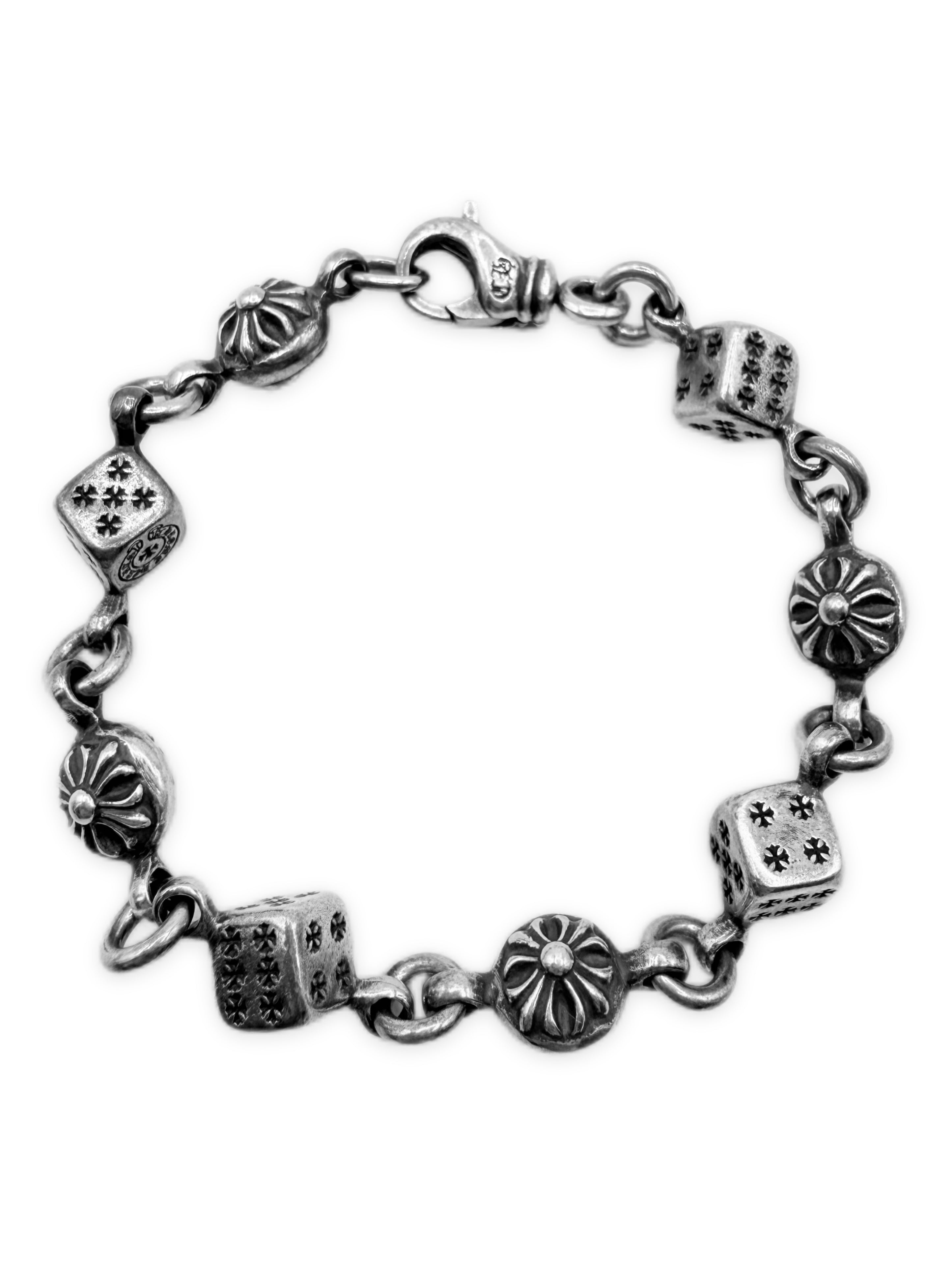 Chrome Hearts Dice Crossball .925 Silver Bracelet
