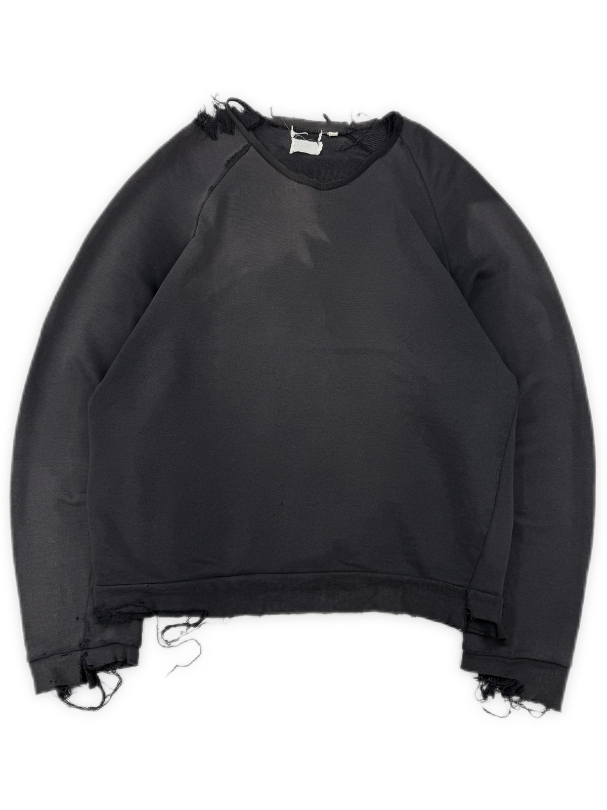 90s Helmut Lang Sun Faded Distressed Black Crewneck