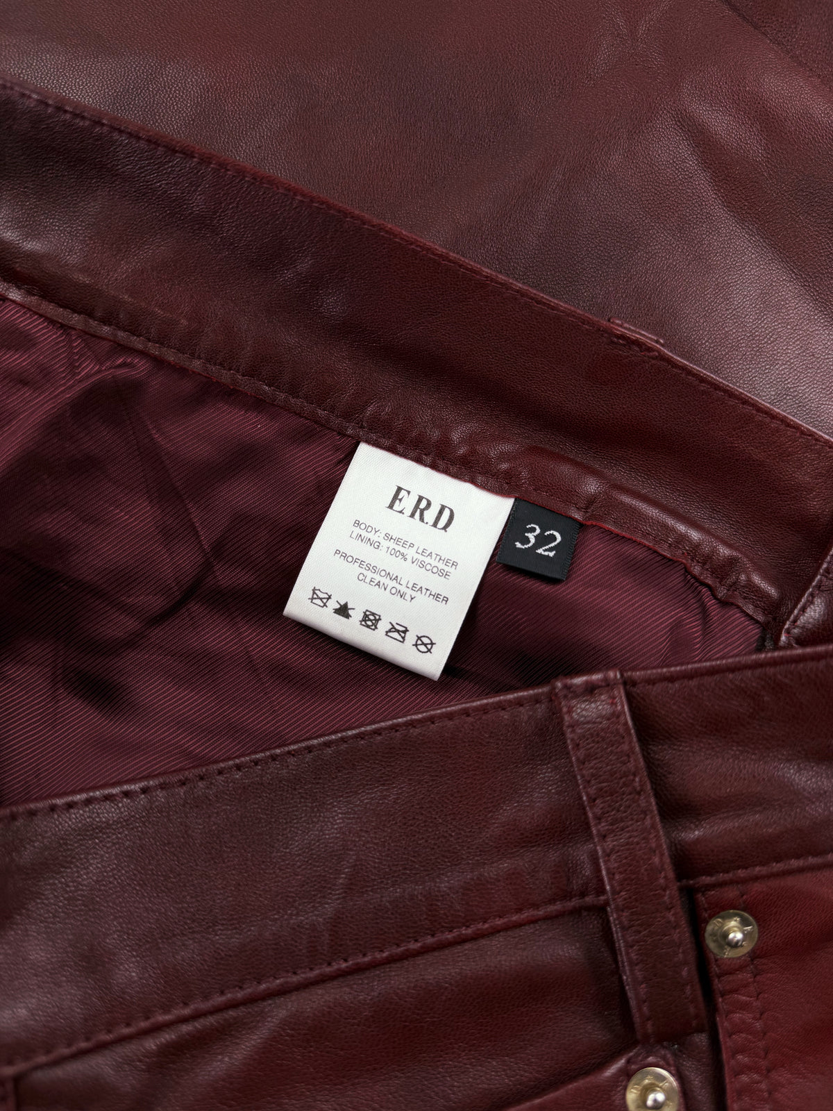 AW24 Enfants Riches Deprimes Oxblood Flared Lambskin Leather Pants