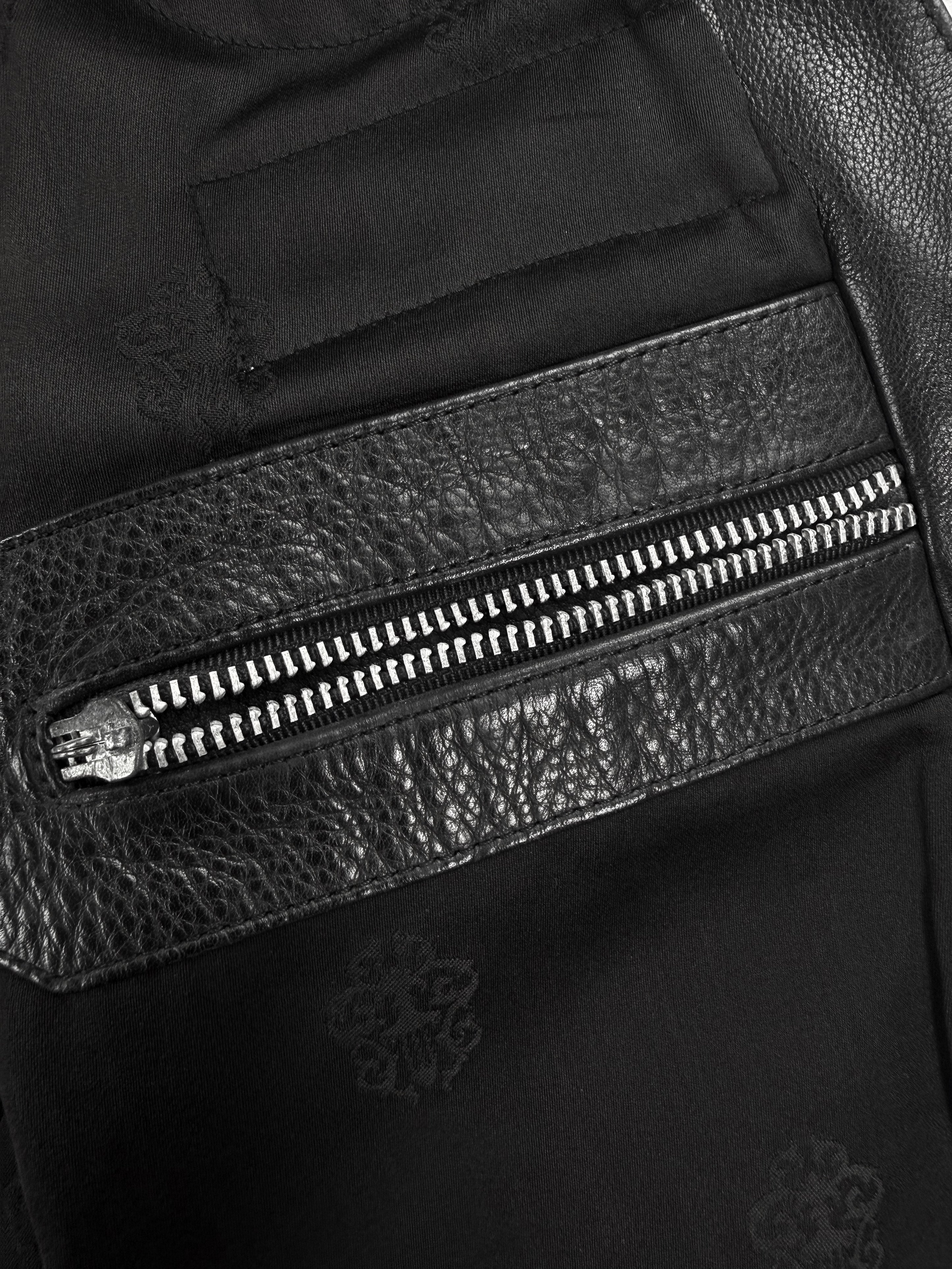 Chrome Hearts Braided Black Leather Patched .925 Silver Biker Vest