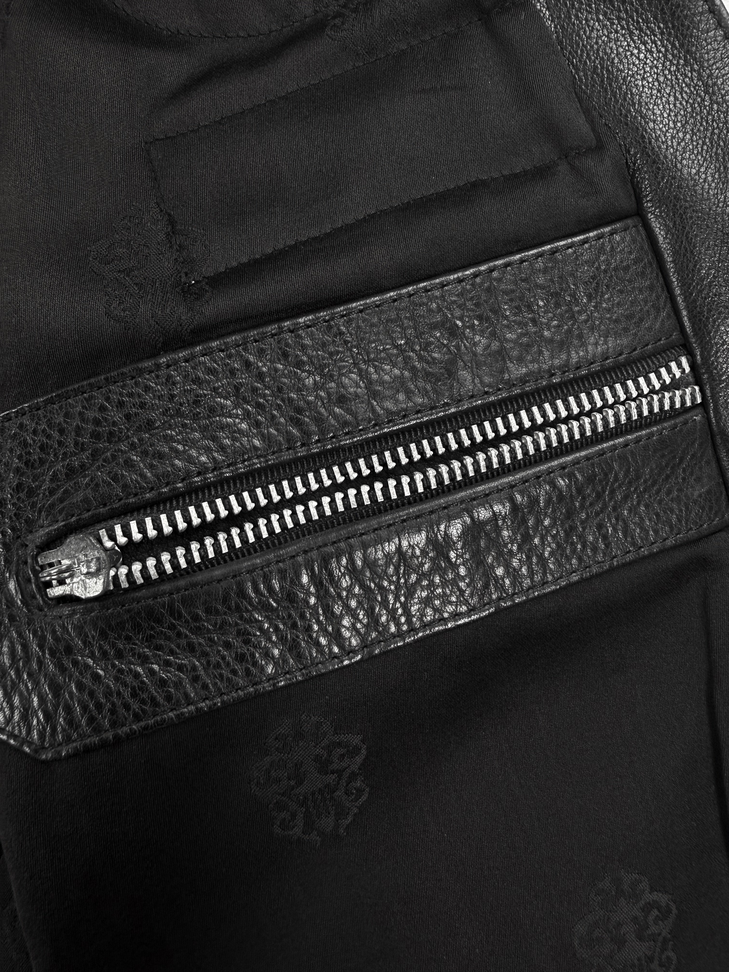 Chrome Hearts Braided Black Leather Patched .925 Silver Biker Vest