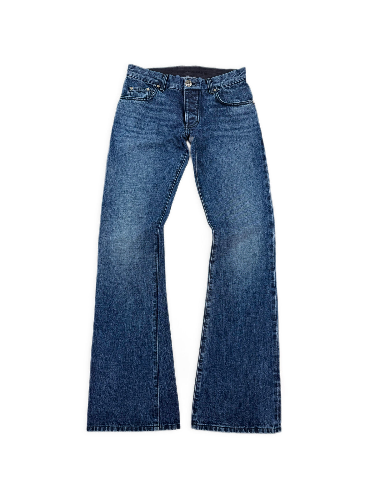 Chrome Hearts FU Cut Blue Wash Flared .925 Silver Denim Jeans