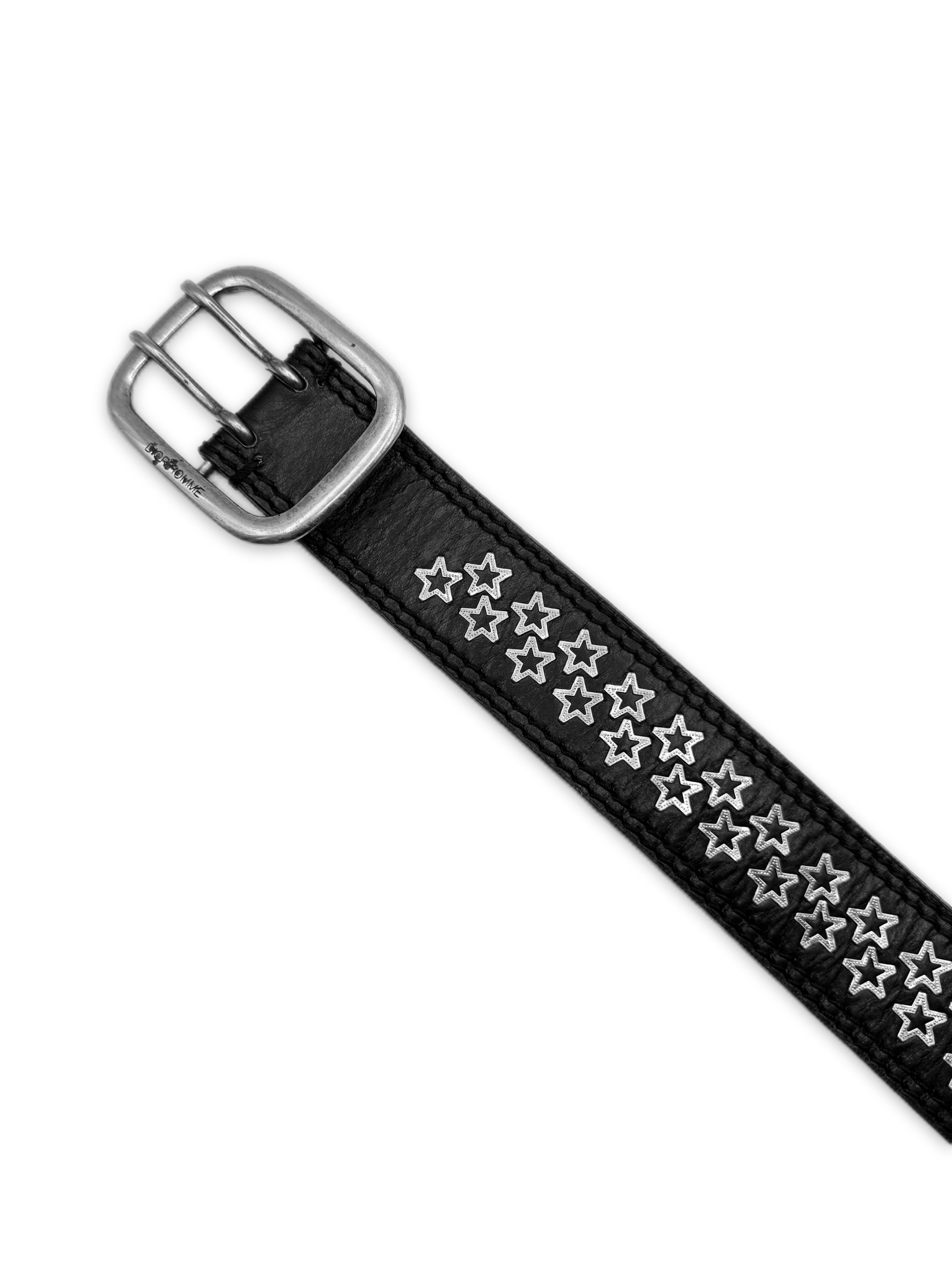SS06 DIOR HOMME STAR DOUBLE PRONG BLACK LEATHER BELT | ArchiveThreads