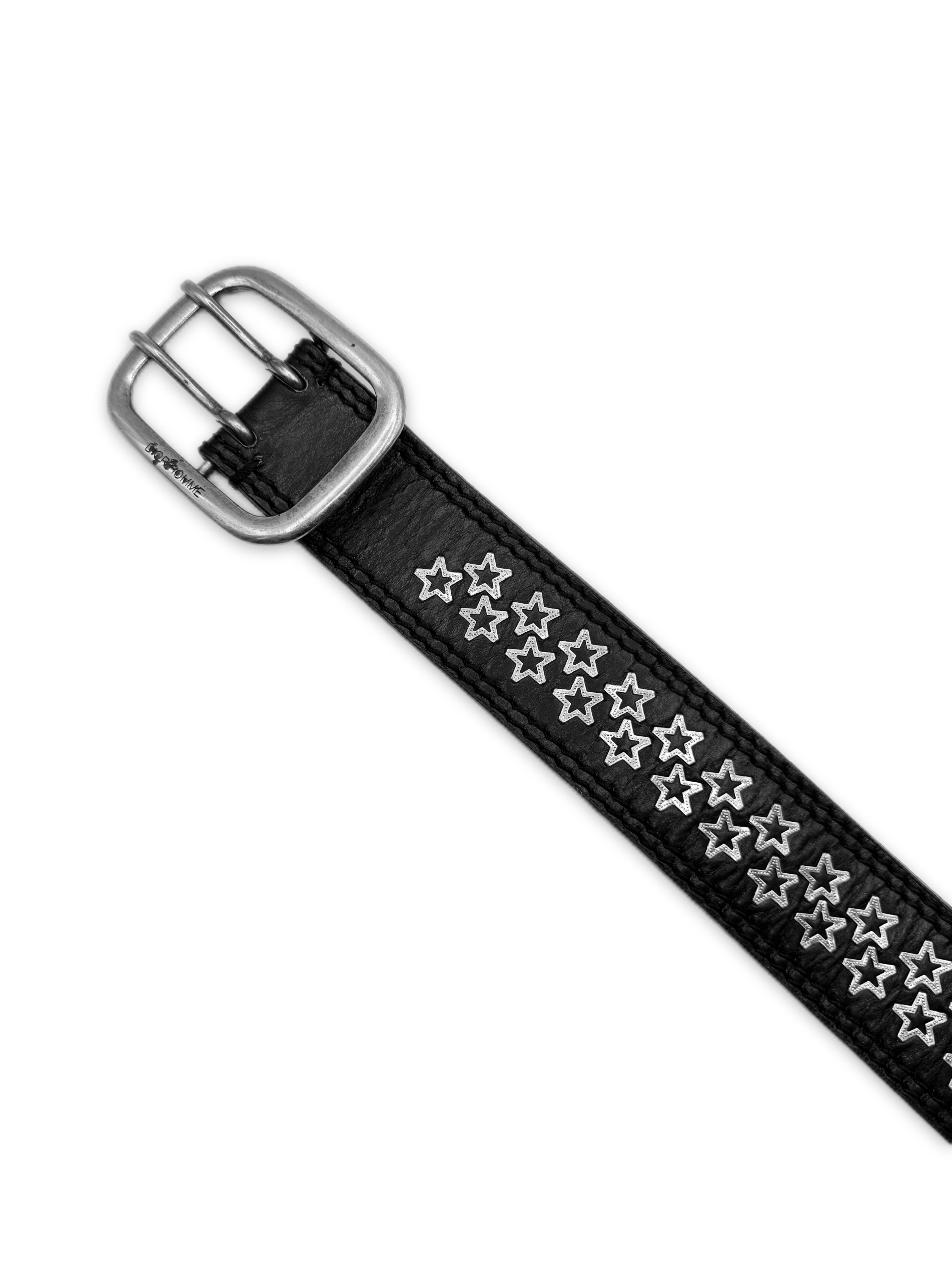 SS06 Dior Homme Star Double Prong Black Leather Belt