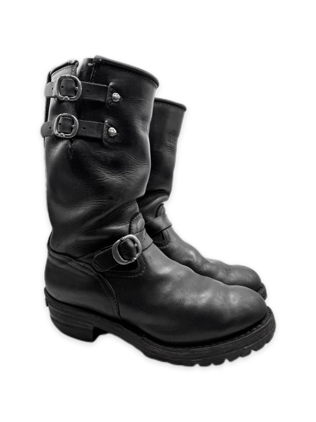 Chrome Hearts x Wesco Engineer Triple Gunslinger Black Leather Boots