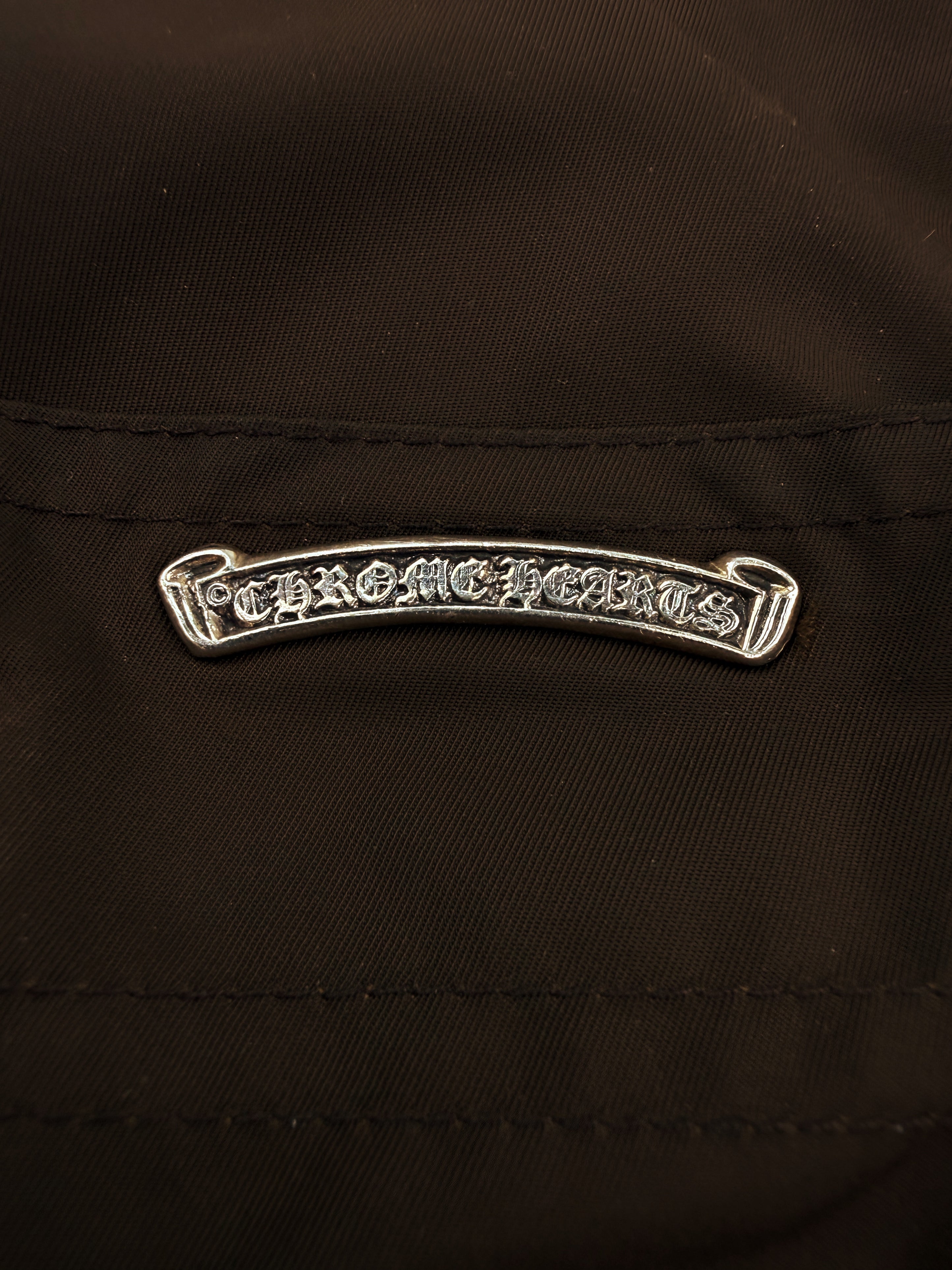 Chrome Hearts Pink Cross Patch Leather Brown Double Knee Carpenter Pants