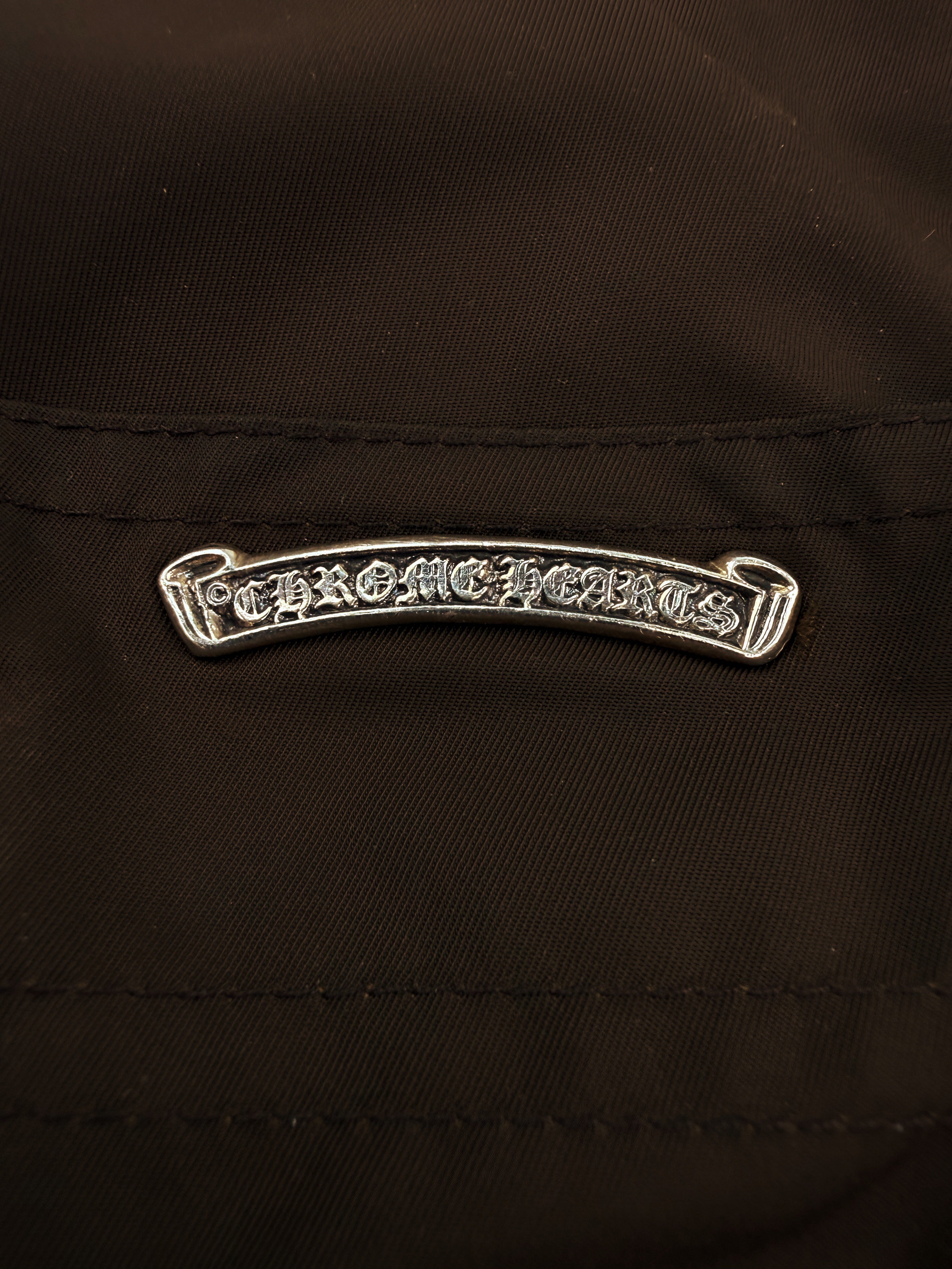 Chrome Hearts Pink Cross Patch Leather Brown Double Knee Carpenter Pants