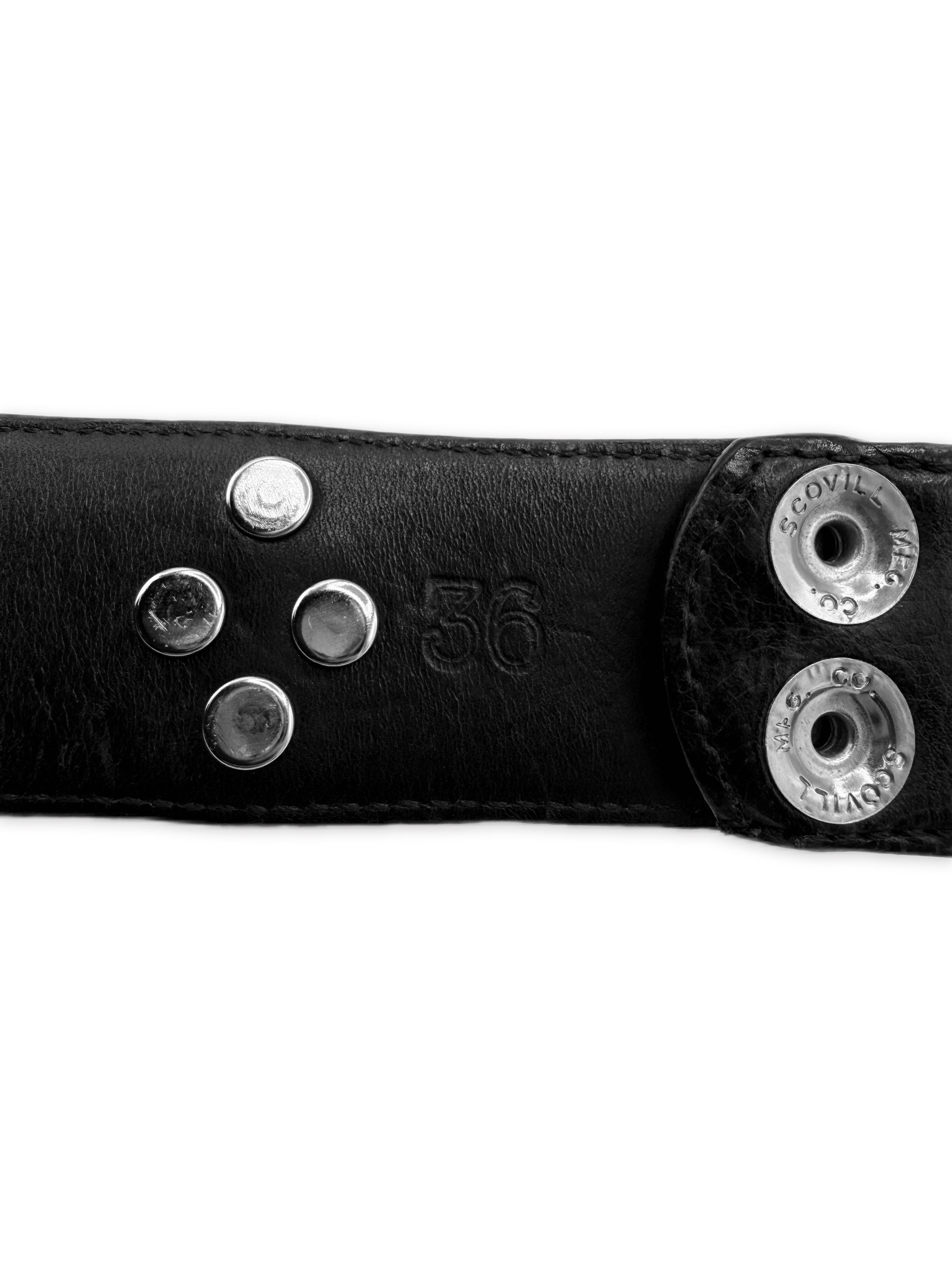 Chrome Hearts Plus Cross Pendant Black Leather .925 Silver Belt Strap