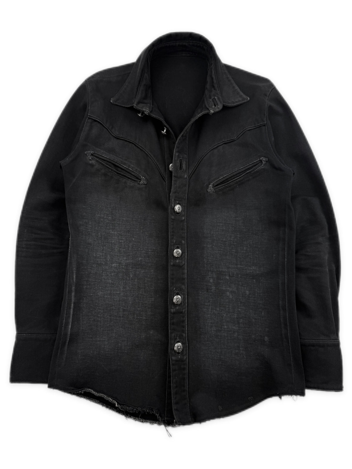Chrome Hearts Western Fleur .925 Silver Black Denim Shirt Jacket