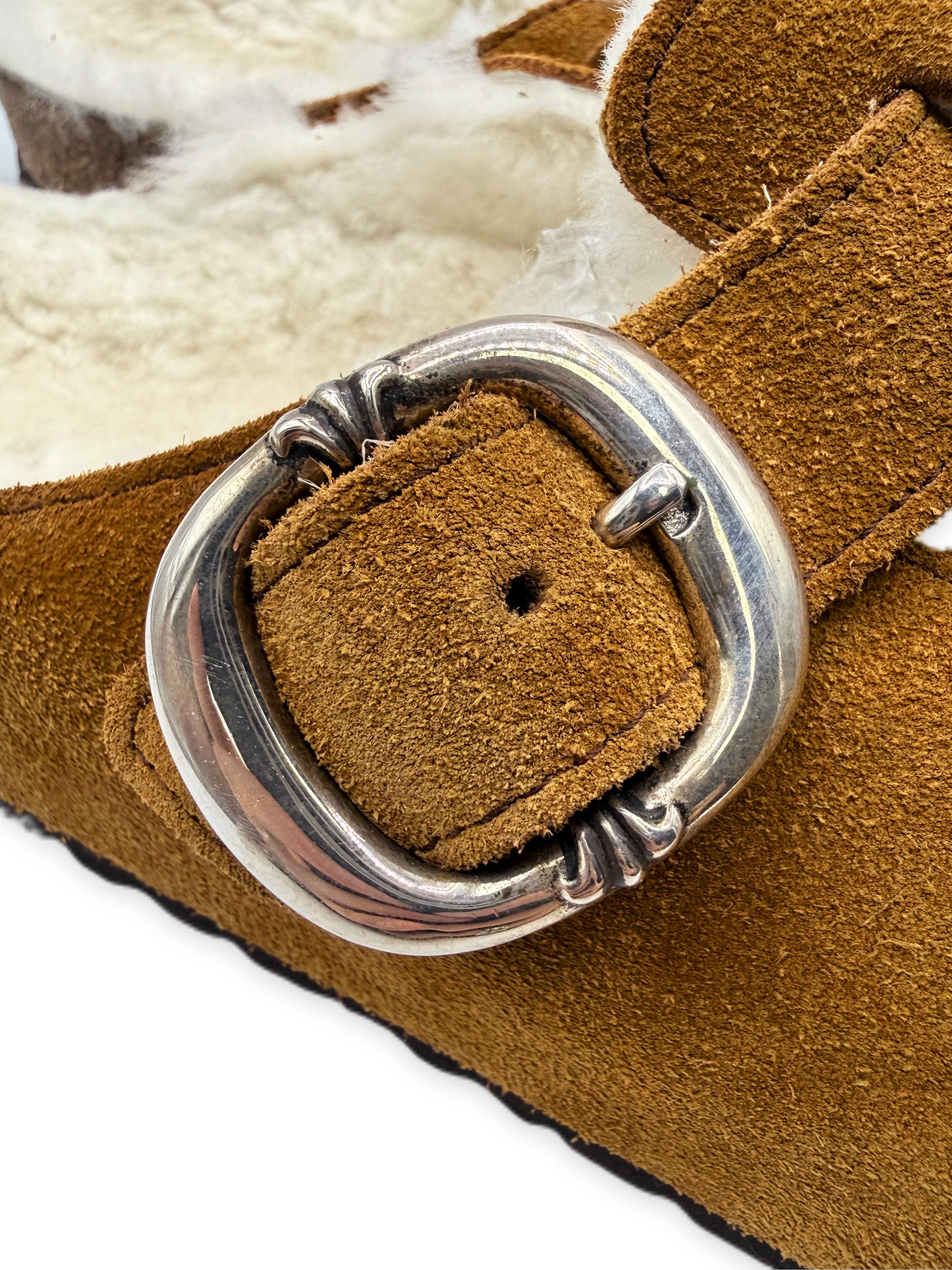 Chrome Hearts x Birkenstock Shearling Lined Cross Pendant Gunslinger Boston Mules