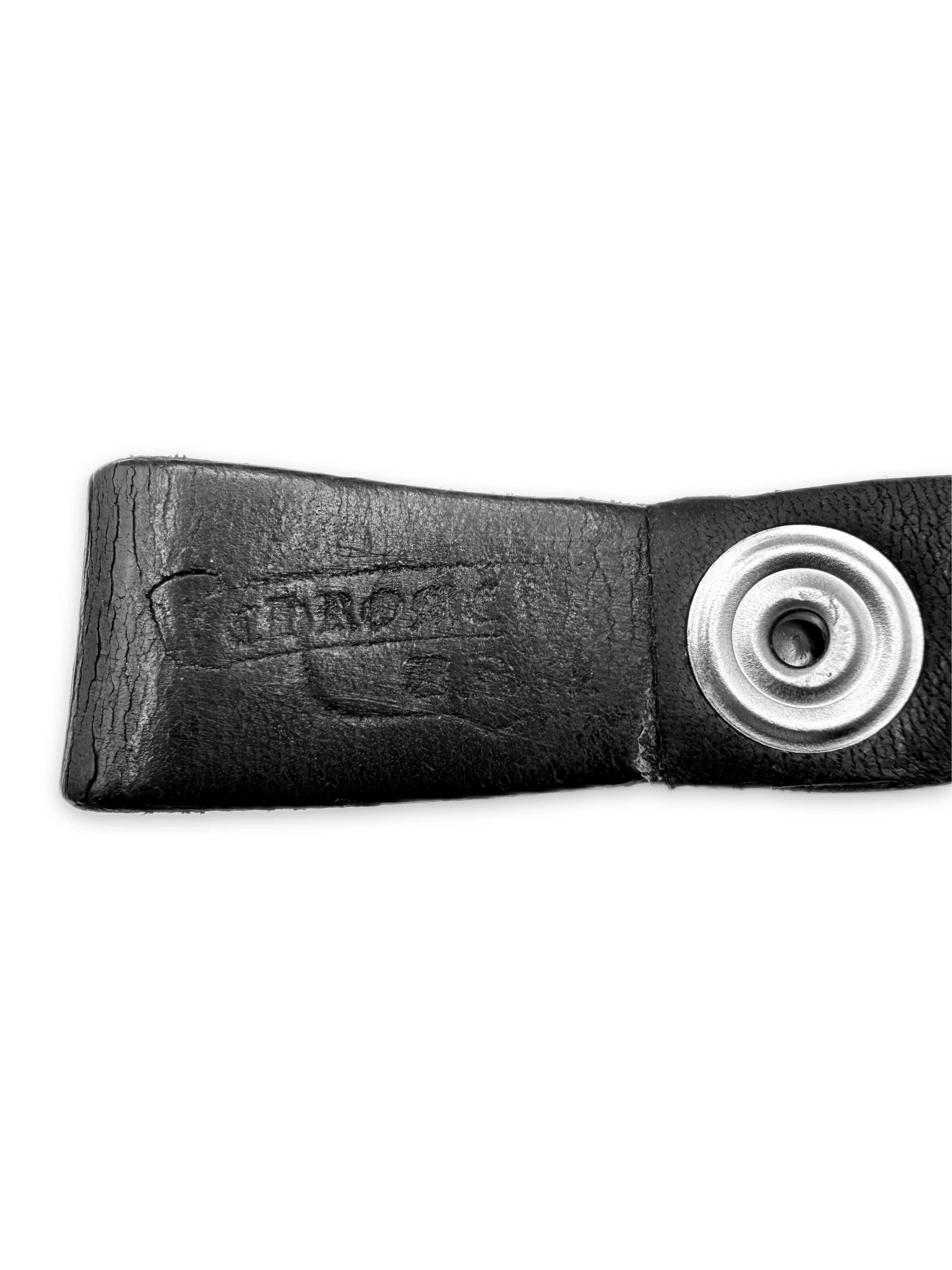 Chrome Hearts Black Leather Plus Button Belt Loop Keychain