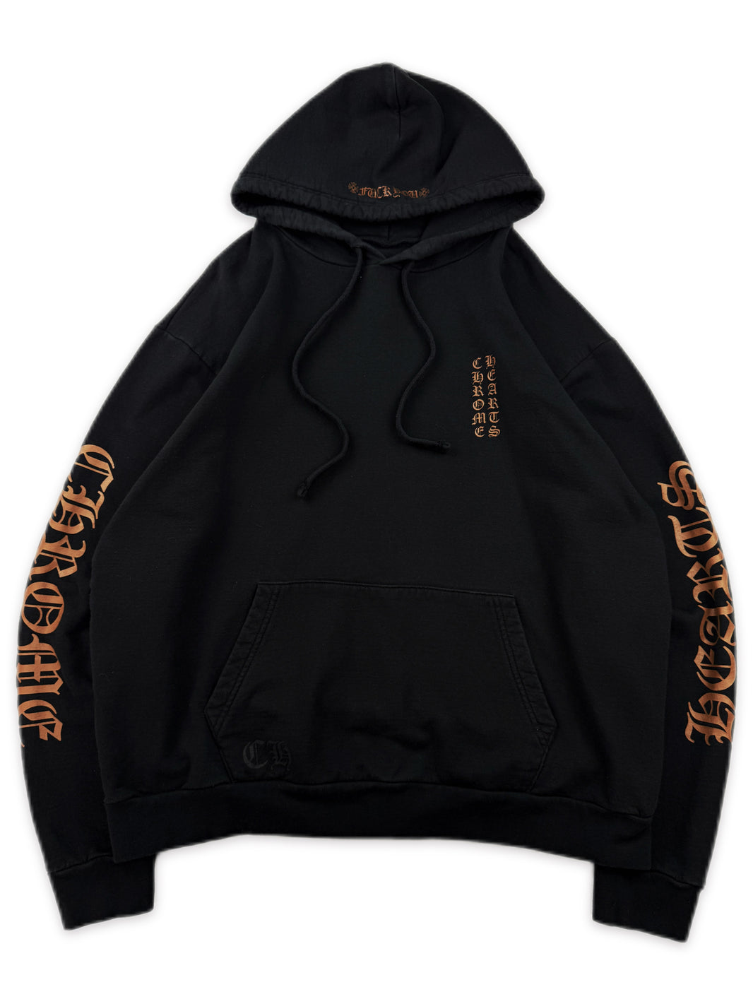 Chrome Hearts Orange Vertical Logo Black Hoodie