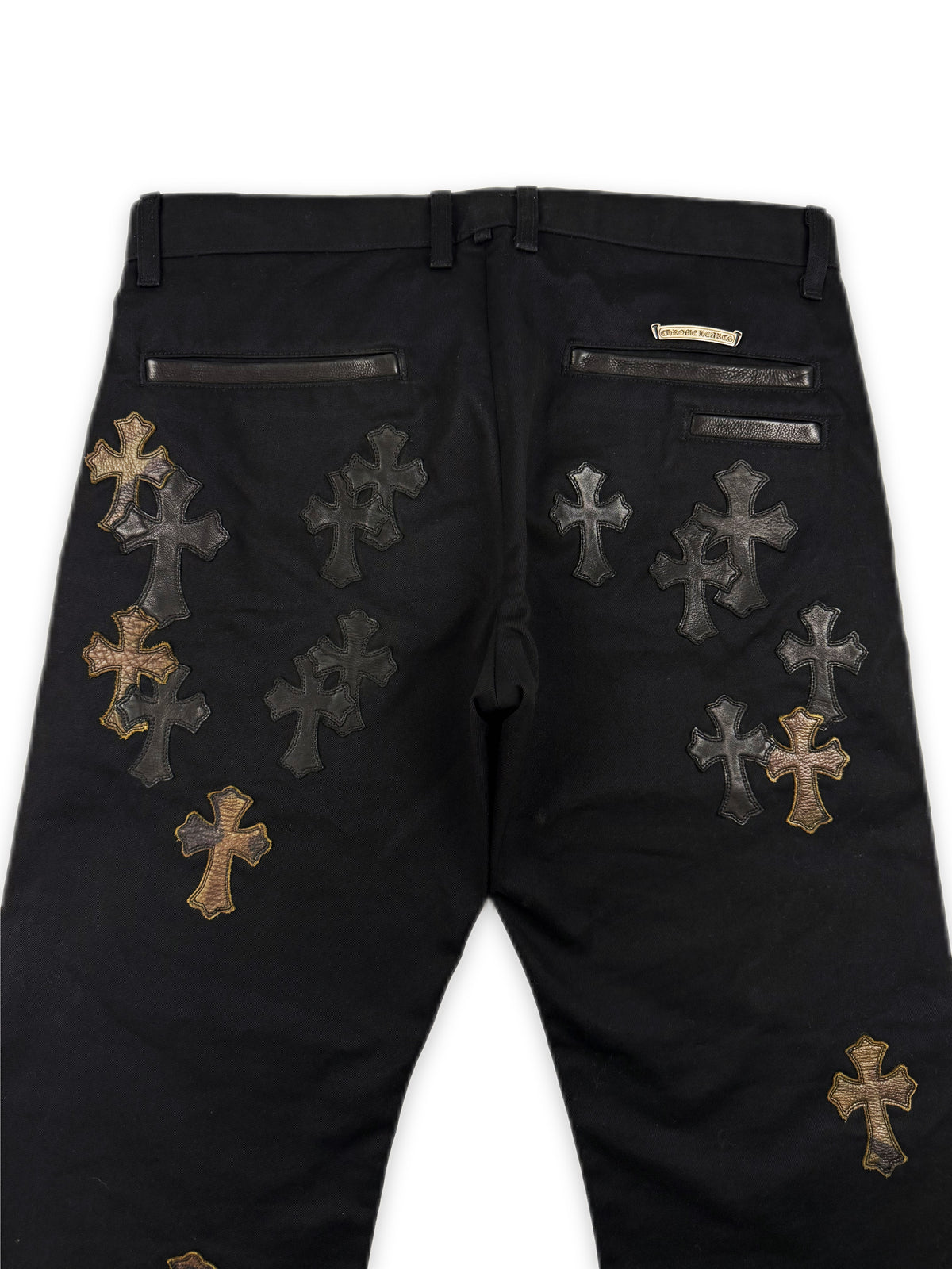 Chrome Hearts 40 Cross Patch Camo Leather Black Chino Pants