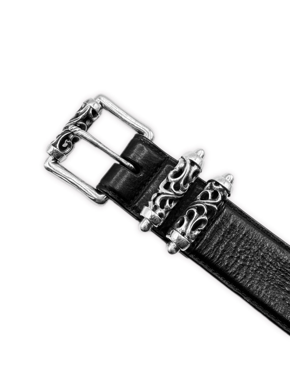 Chrome Hearts Roller Black Leather .925 Silver Belt