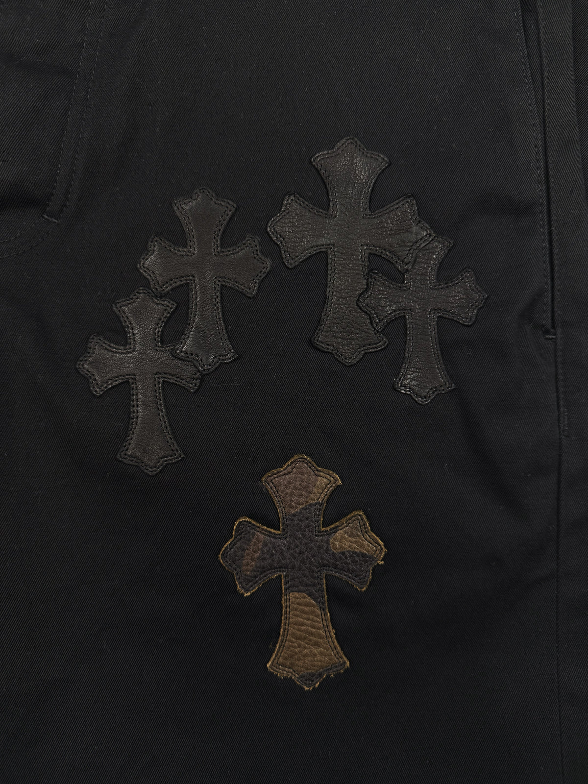 Chrome Hearts 40 Cross Patch Camo Leather Black Chino Pants