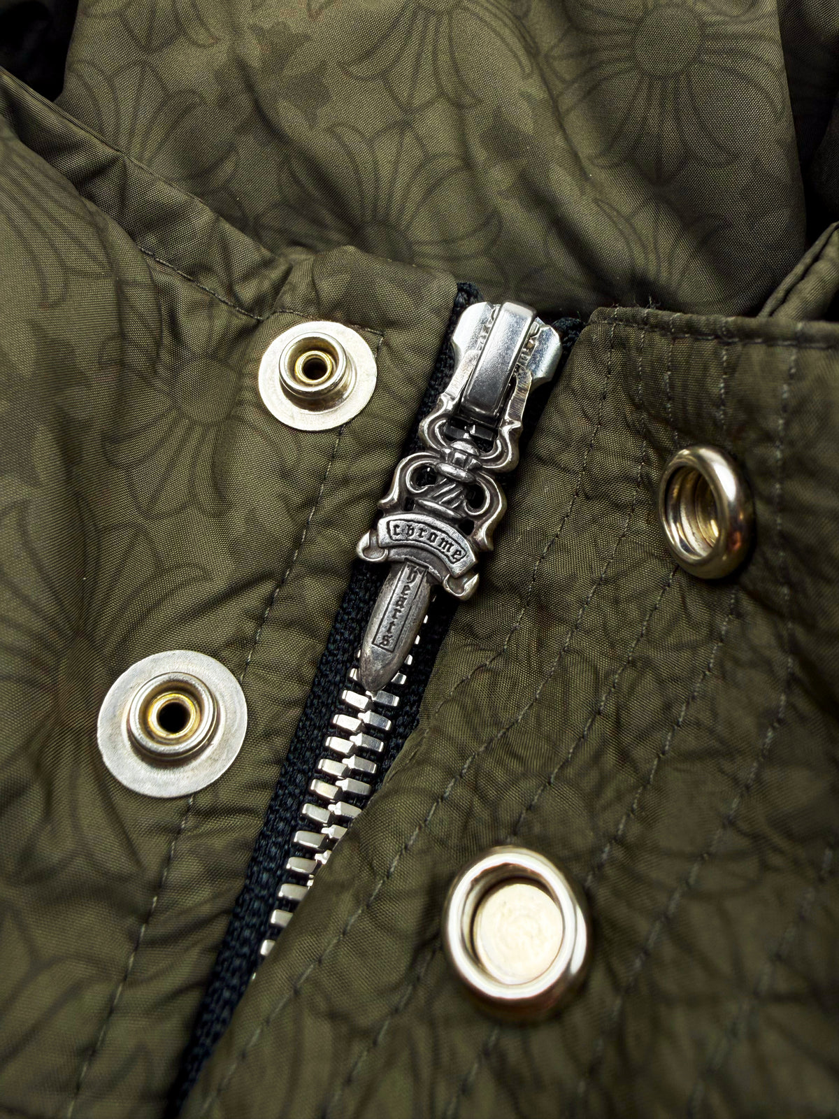 Chrome Hearts Olive Green Monogram Down Fill Puffer Jacket