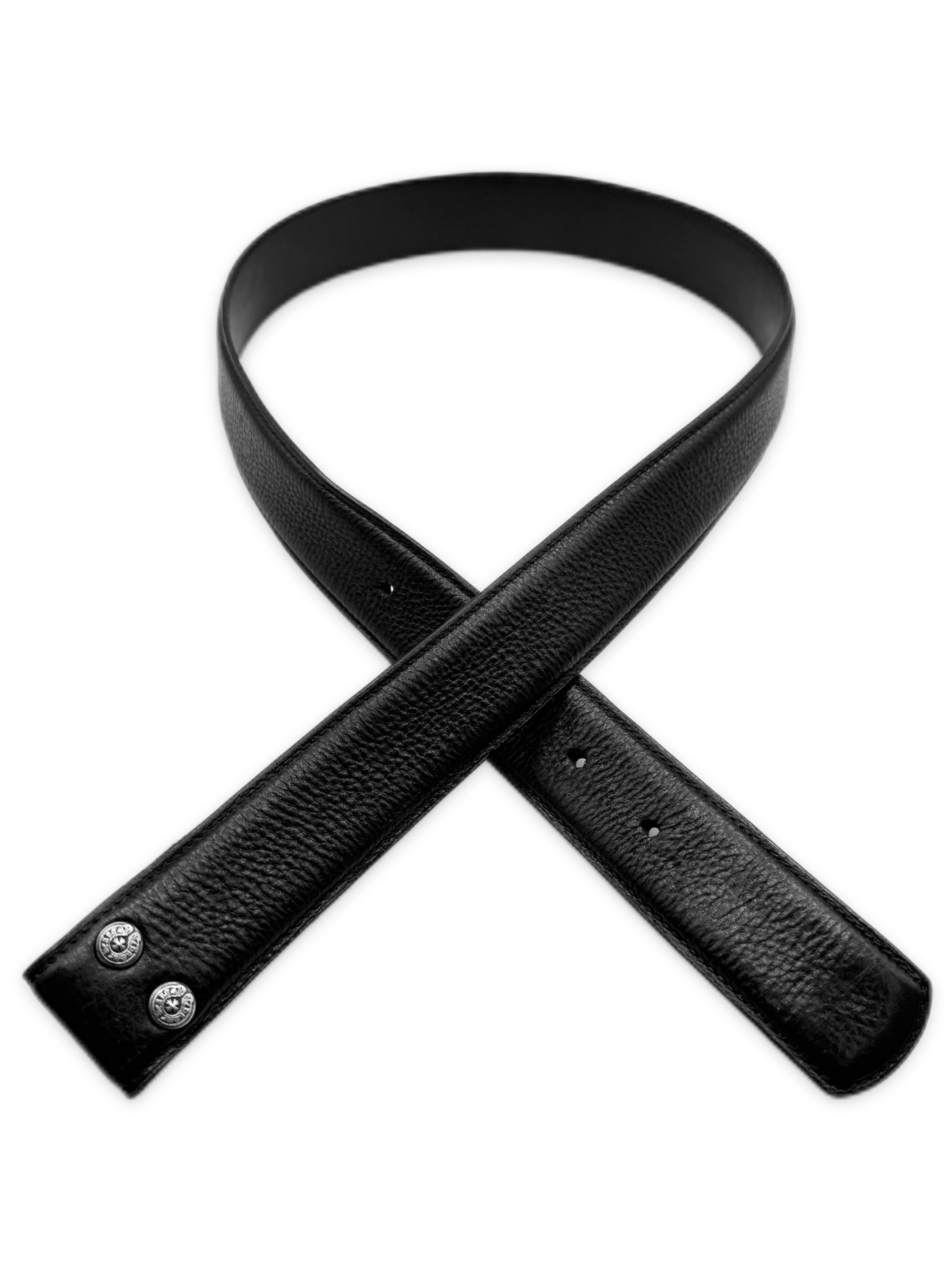 Chrome Hearts Black Leather .925 Silver Belt Strap