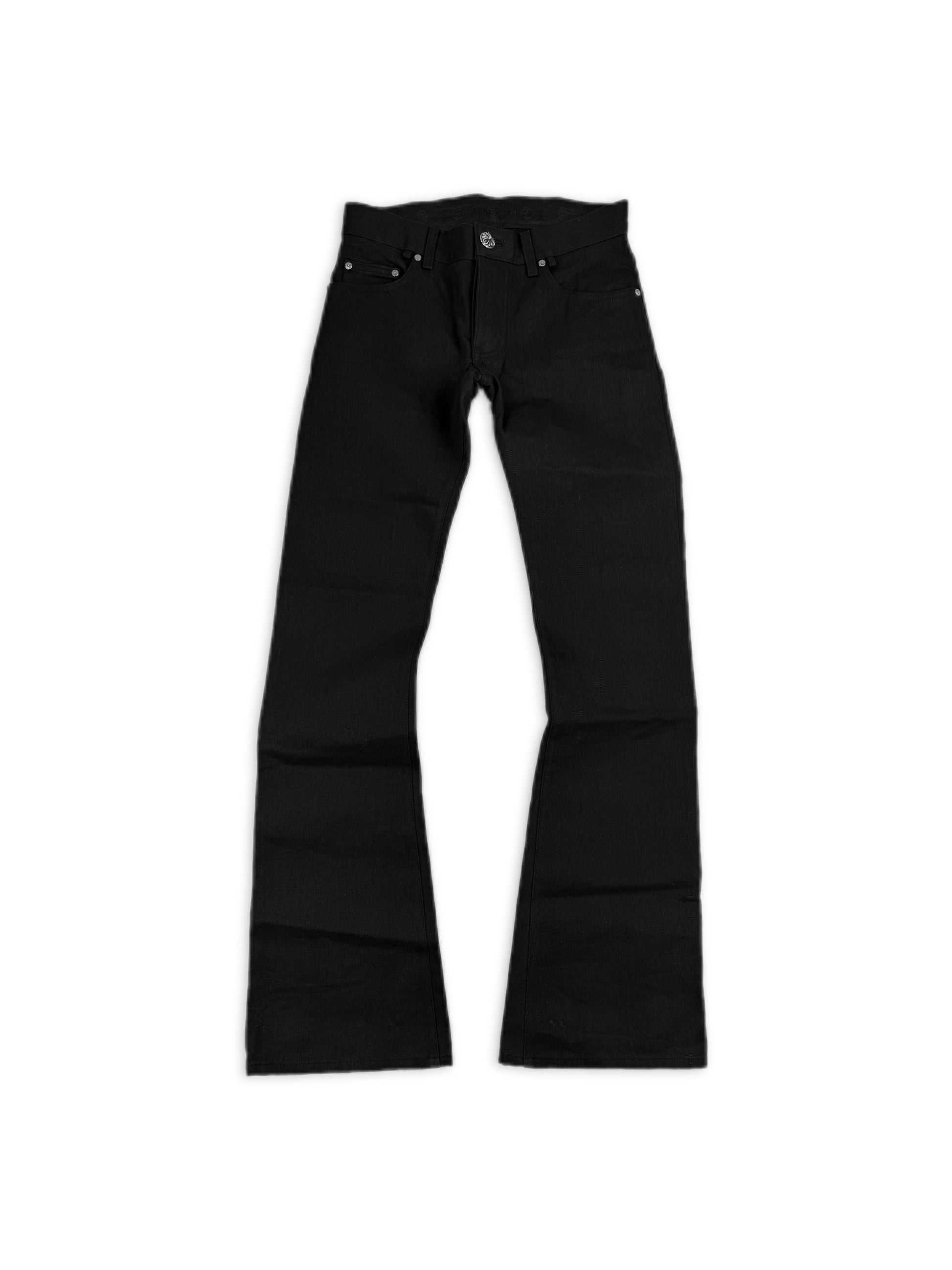 Chrome Hearts RS Flared Extra Long Black Raw Denim .925 Silver Jeans